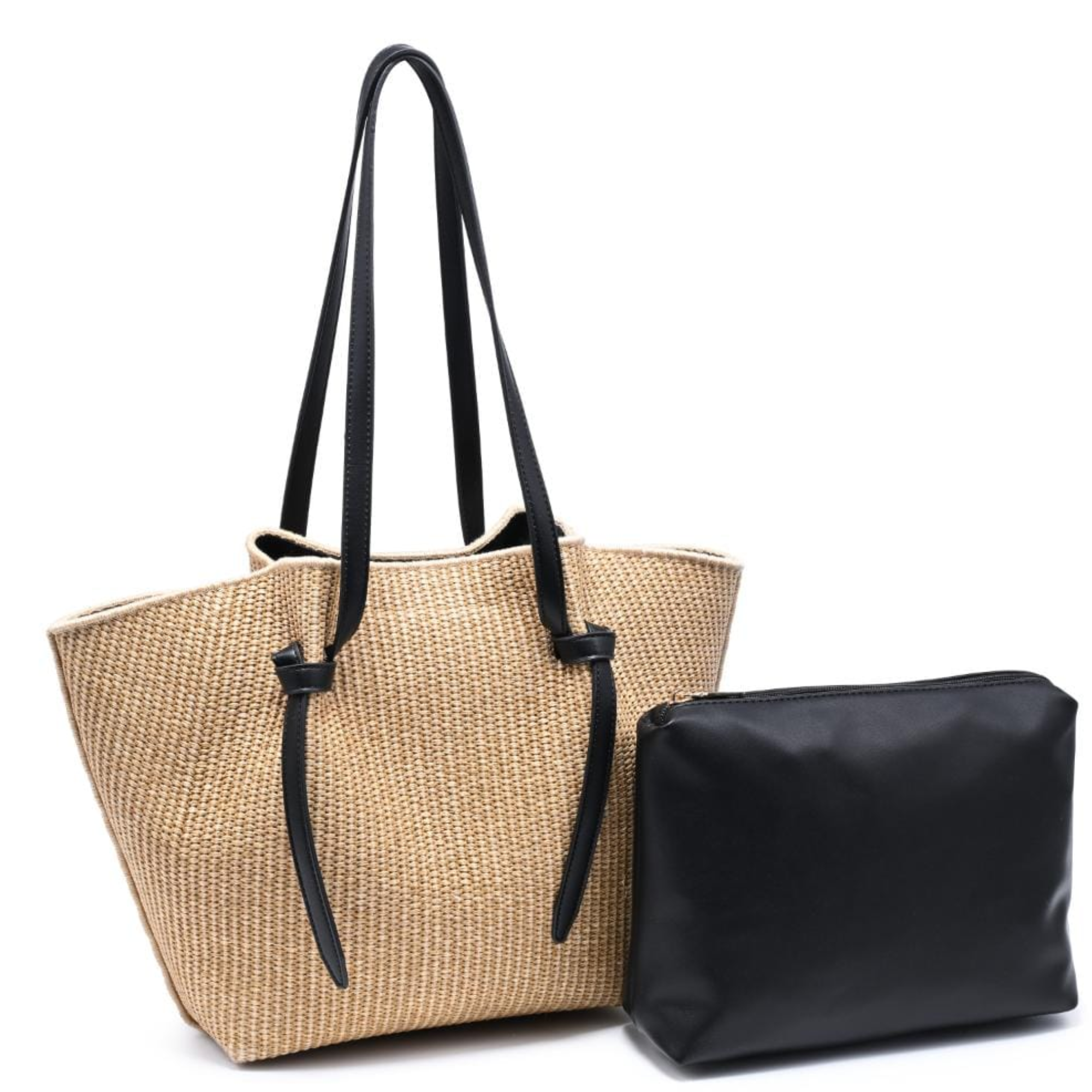 Lorenza 2 in 1 Straw Tote Bag with Pouch