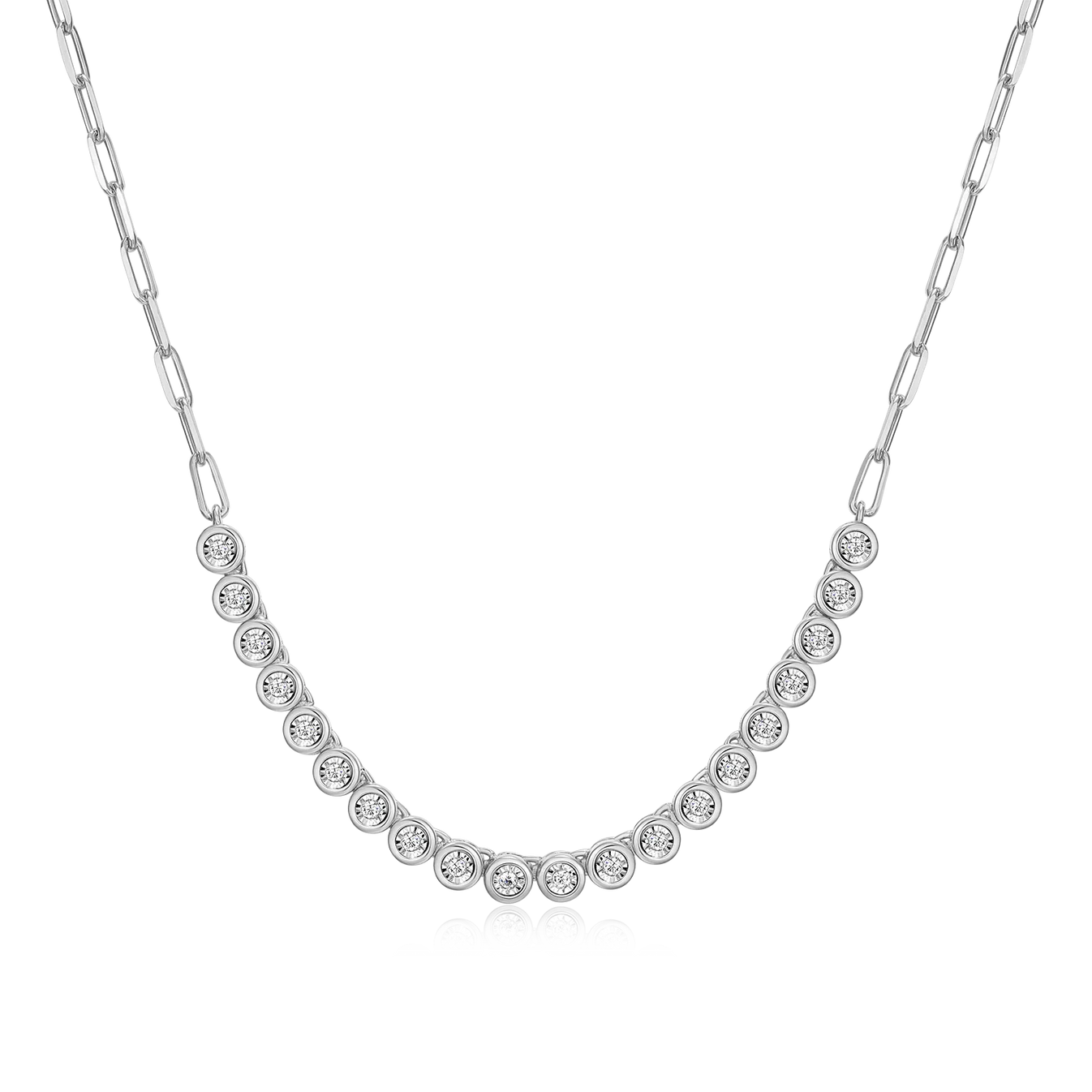 Monte Luna Mini Paperclip Chain & Bezel-Set Lab-Created Diamond Necklace - BN0239W