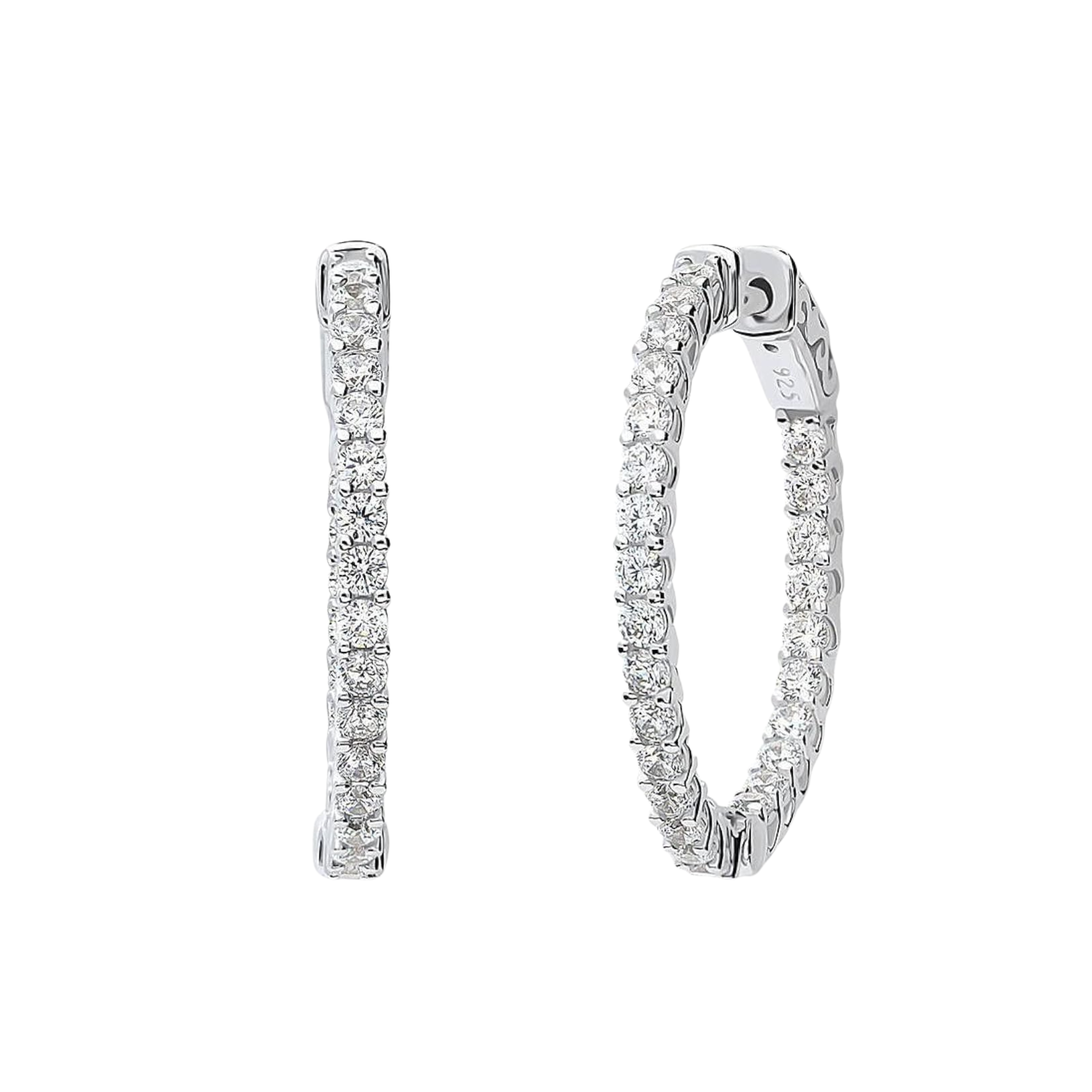 Medium CZ Sterling Silver Hoops