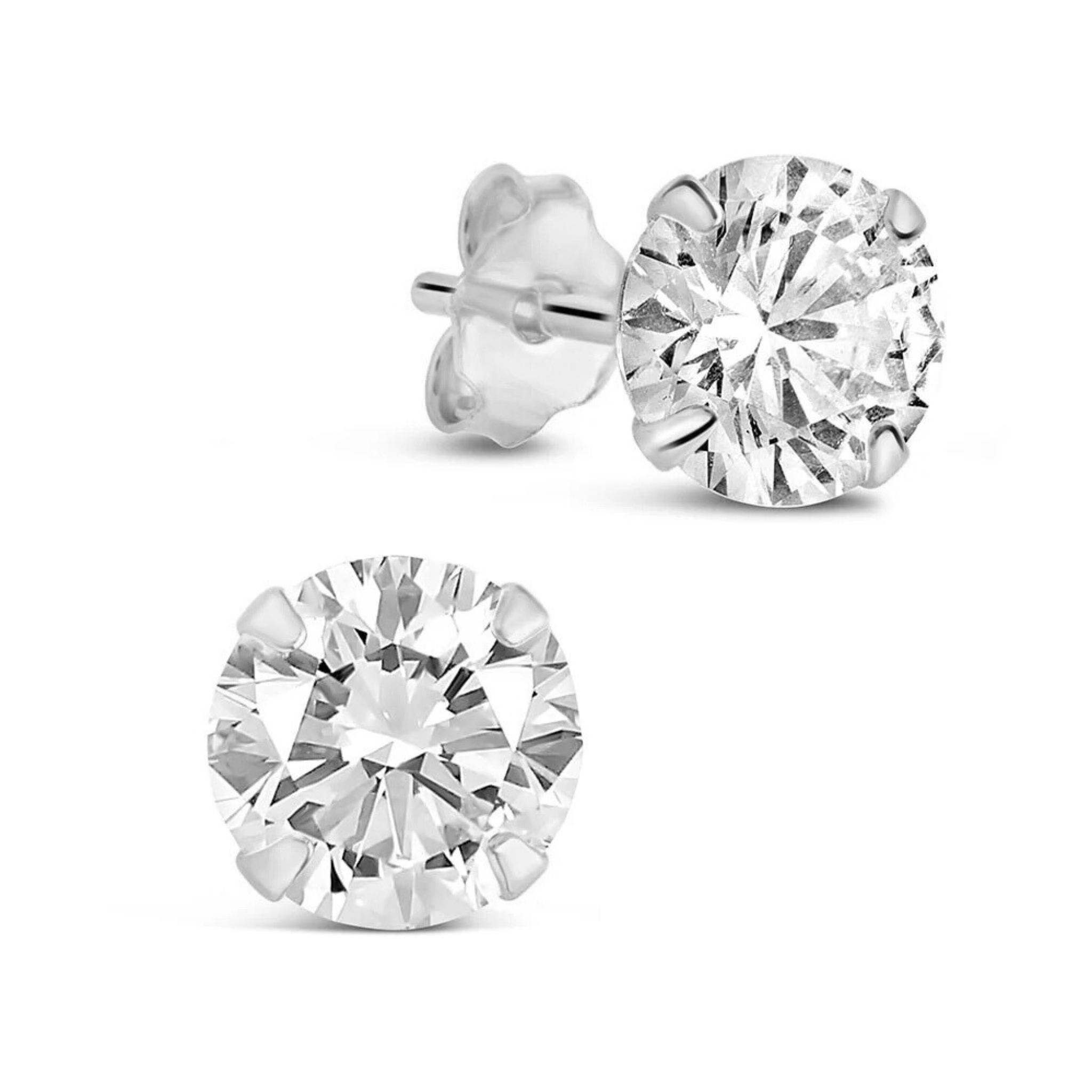 Large CZ Sterling Silver Studs