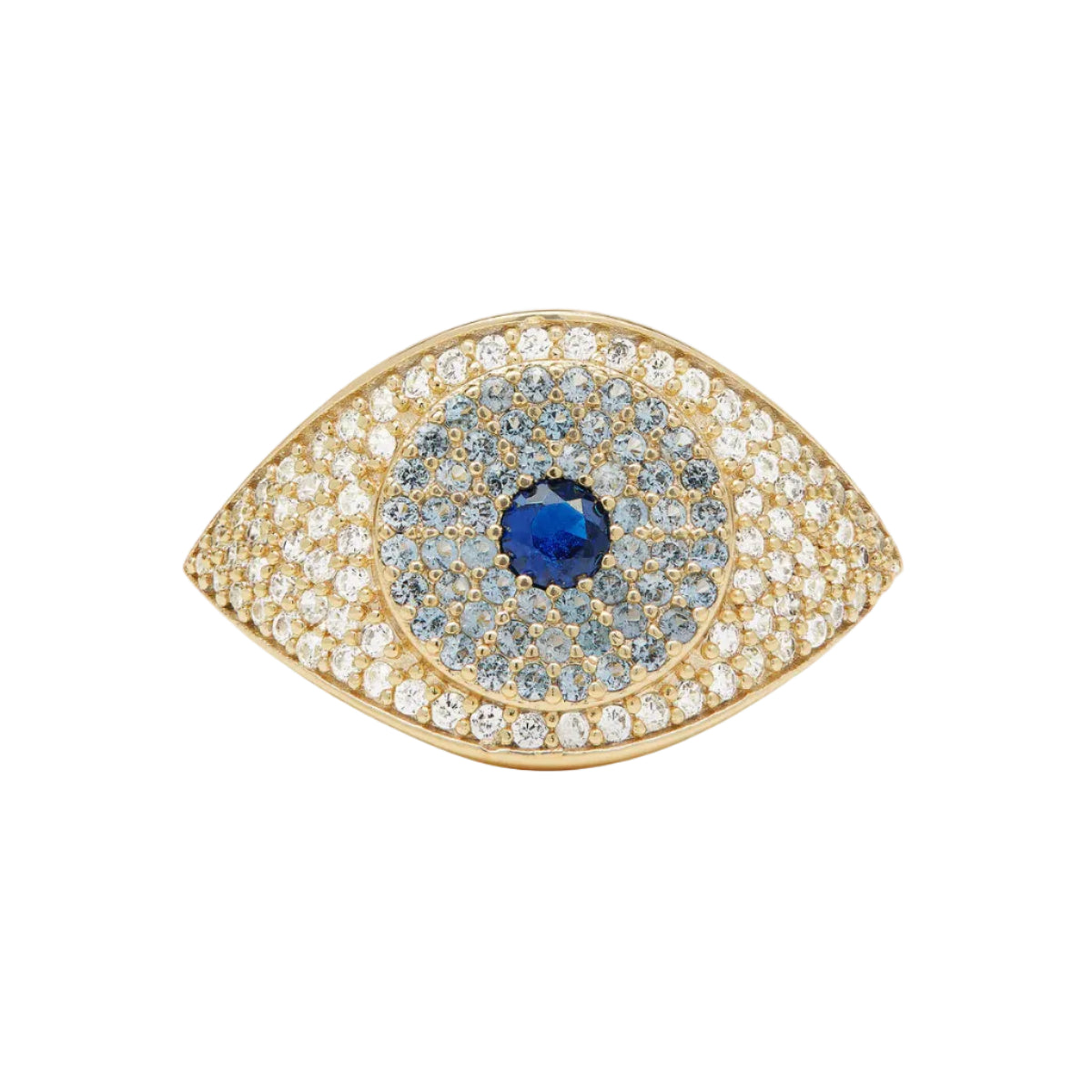 Blue evil eye ring by Melinda Maria, featuring a detailed blue eye design set in a stylish ring.