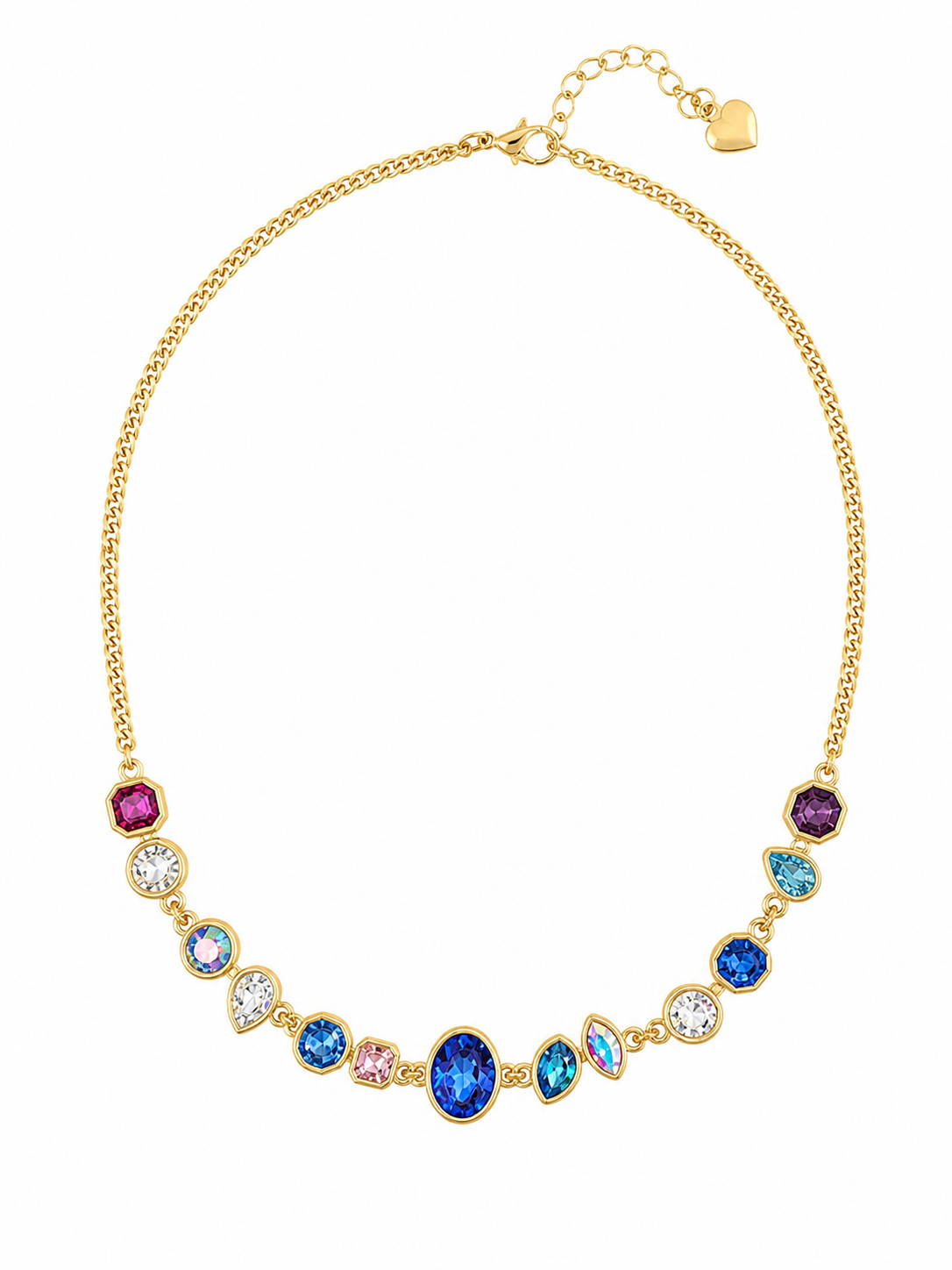 Colorful Queen Necklace by Let's Bag It featuring vibrant beads and intricate design on a display.