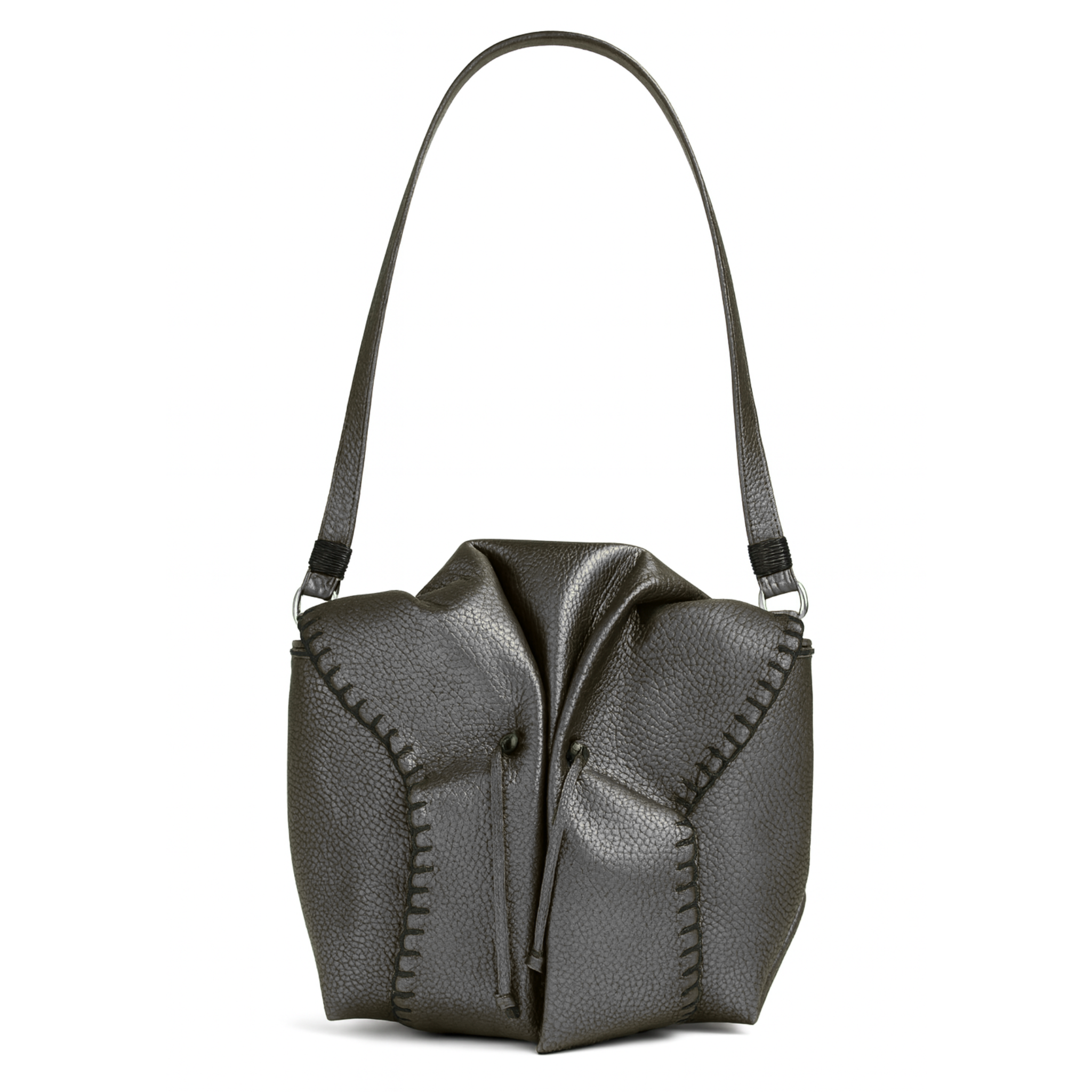 Carlos Falchi Butterfly Bag Gray handbag with a unique design on a white background