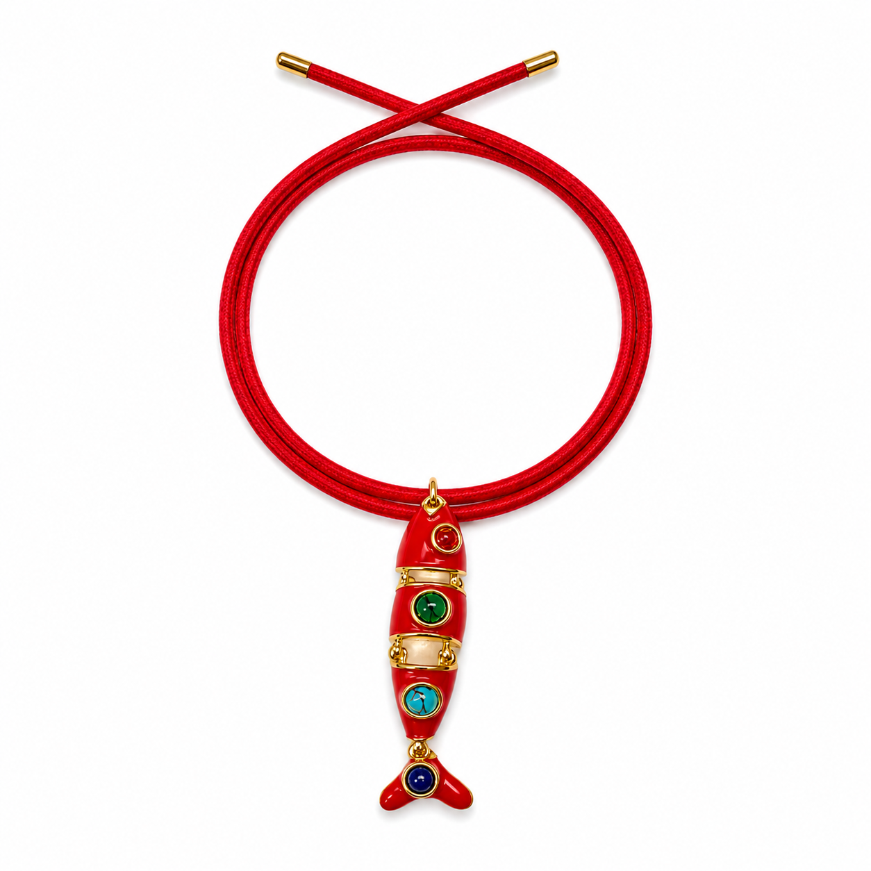 Colored megnetic cord fish charm