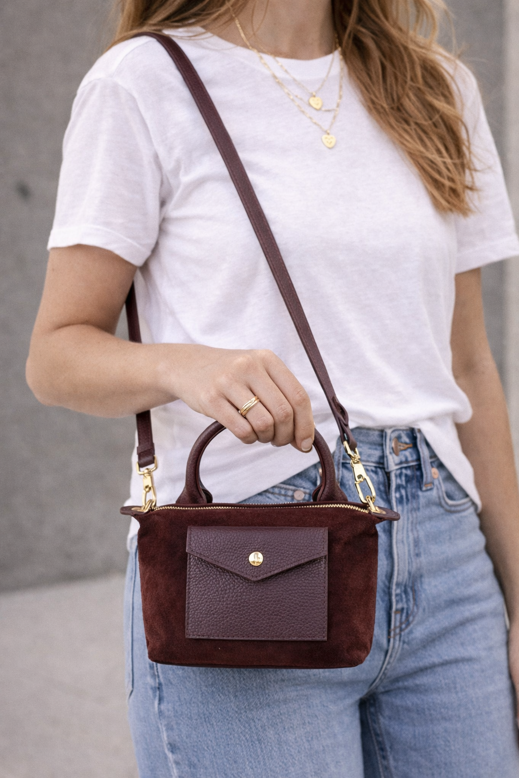mini suede crossbody bag