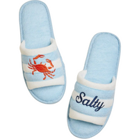 Salty Crab Embroidered Terry Poolside Slides