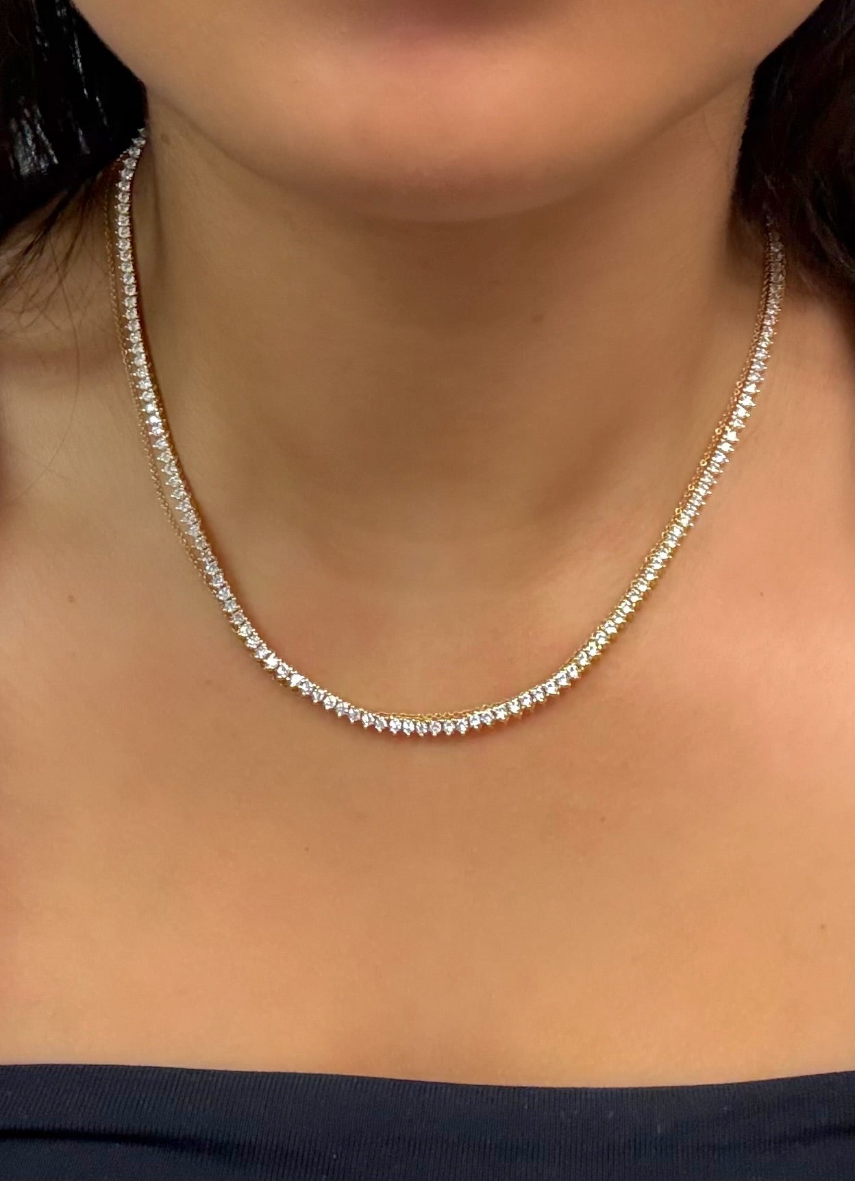 2MM 3 Prong Tennis Necklace 16"