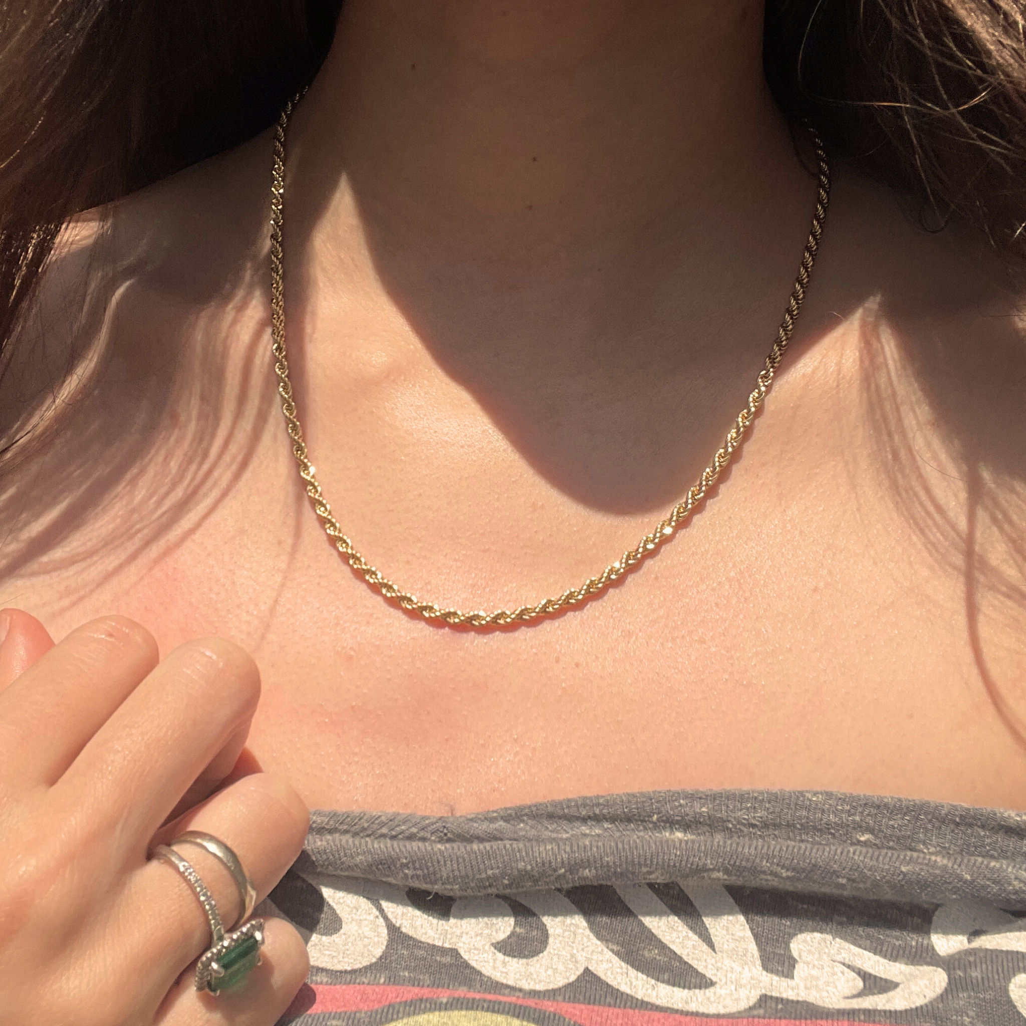 Gold Rope Chain Necklace