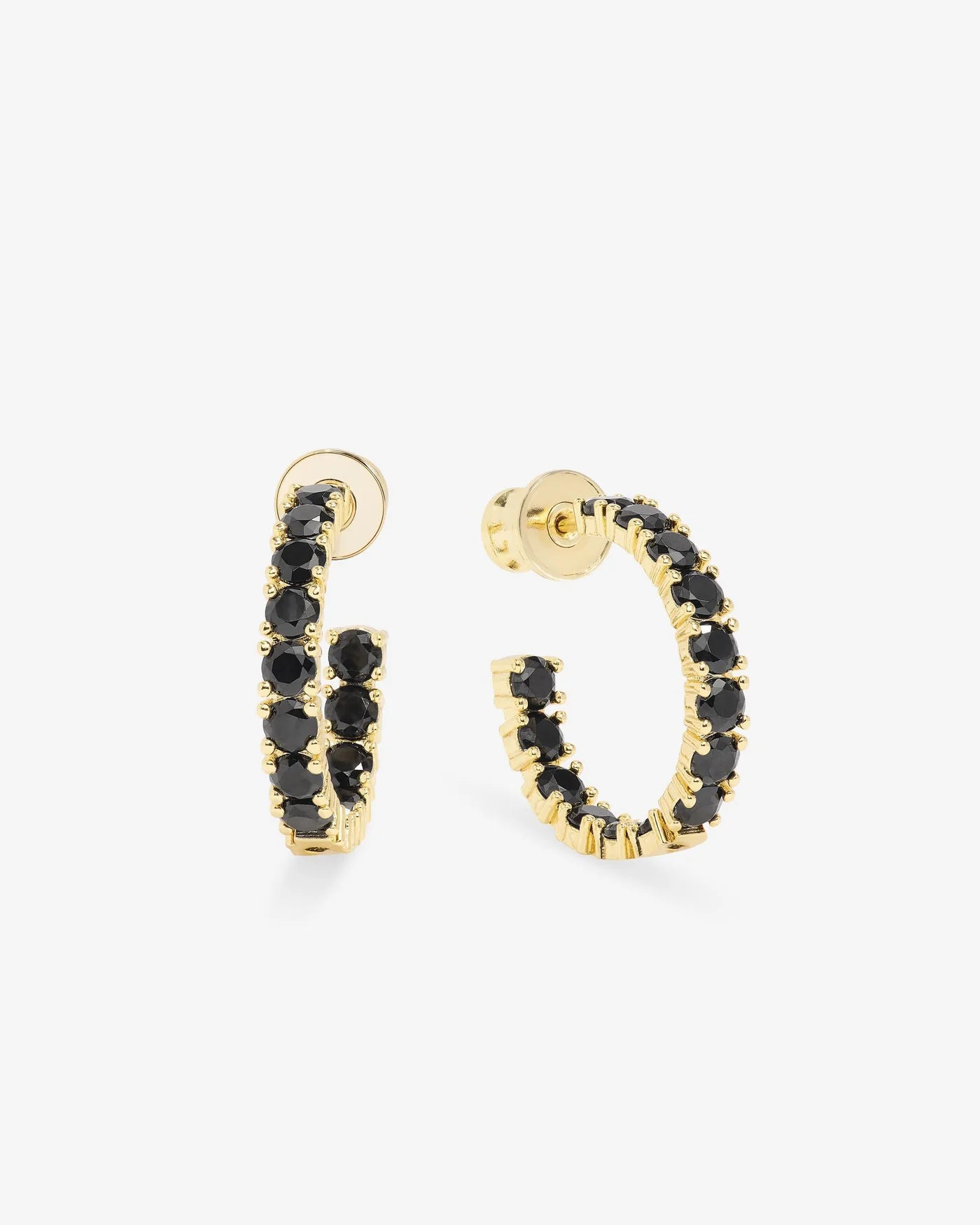 "Oh She Fancy" Smooth & Diamond Hoops - Gold|Black Diamondettes