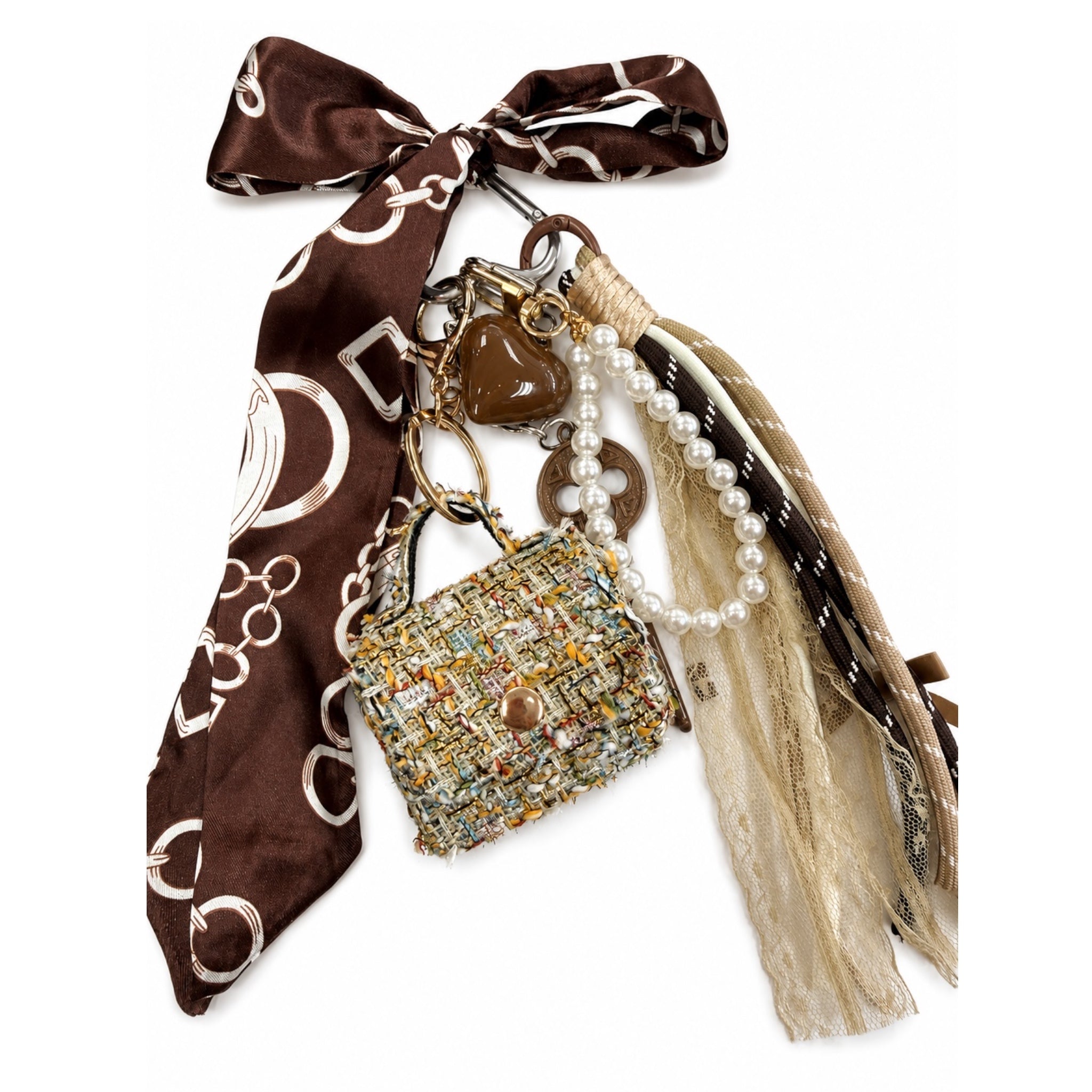Preppy Tweed Bag Charm