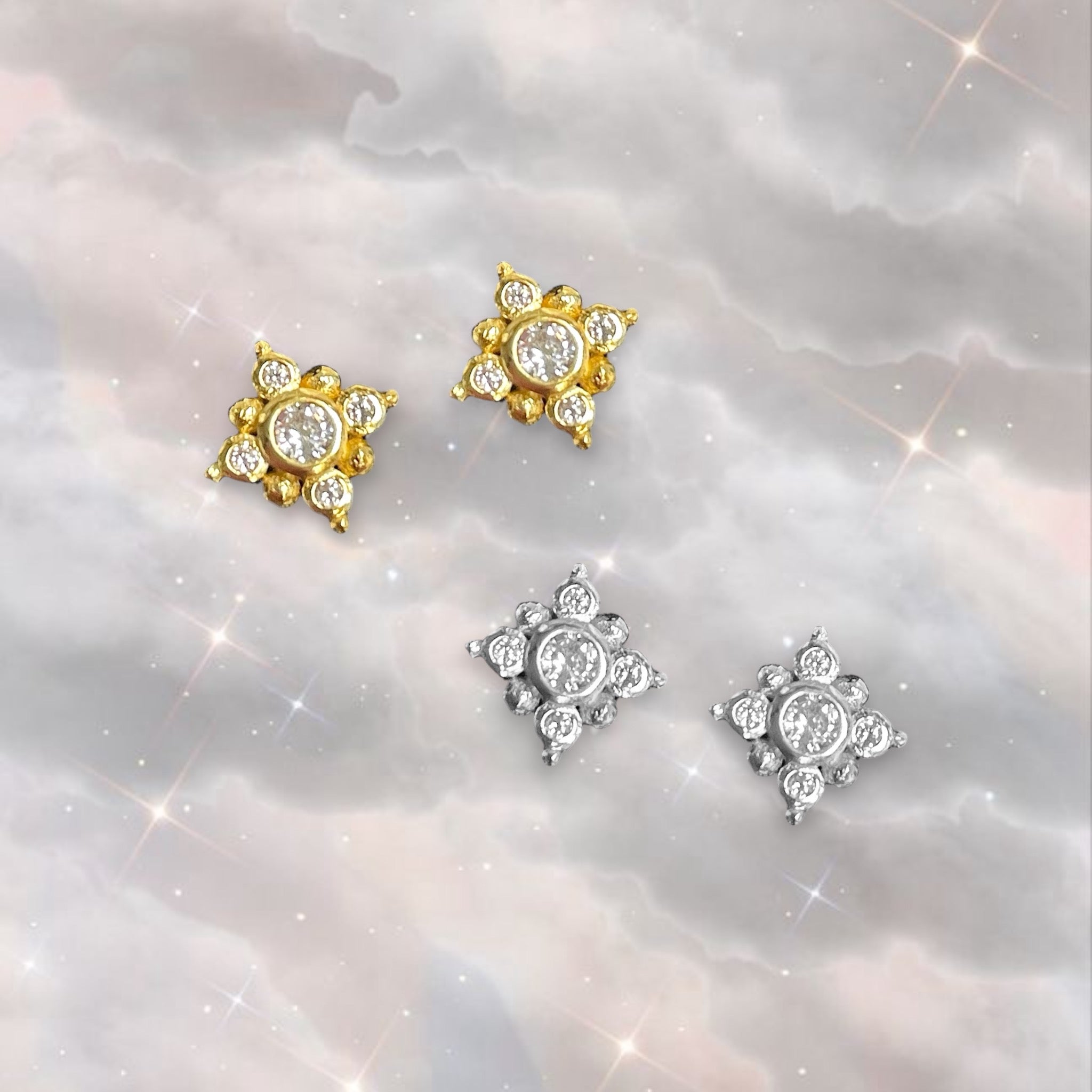 North Star Sterling Silver CZ Studs