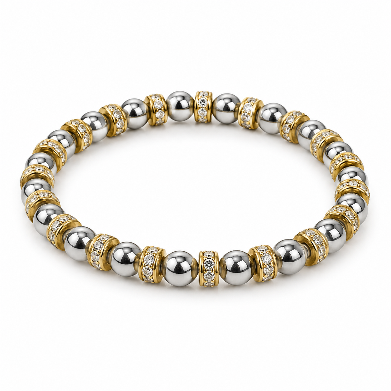 6MM Beaded + CZ Spacer Bracelet
