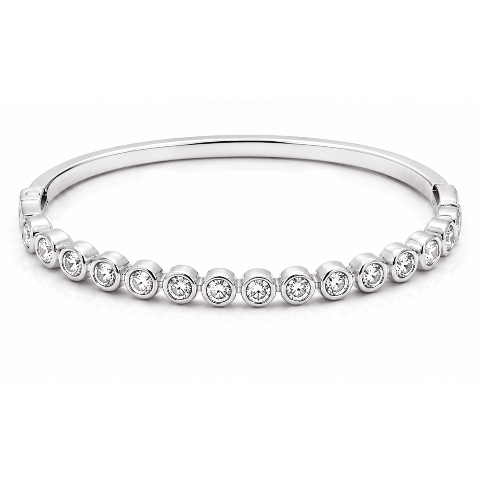 Bezel Set Hard Bangle Bracelet