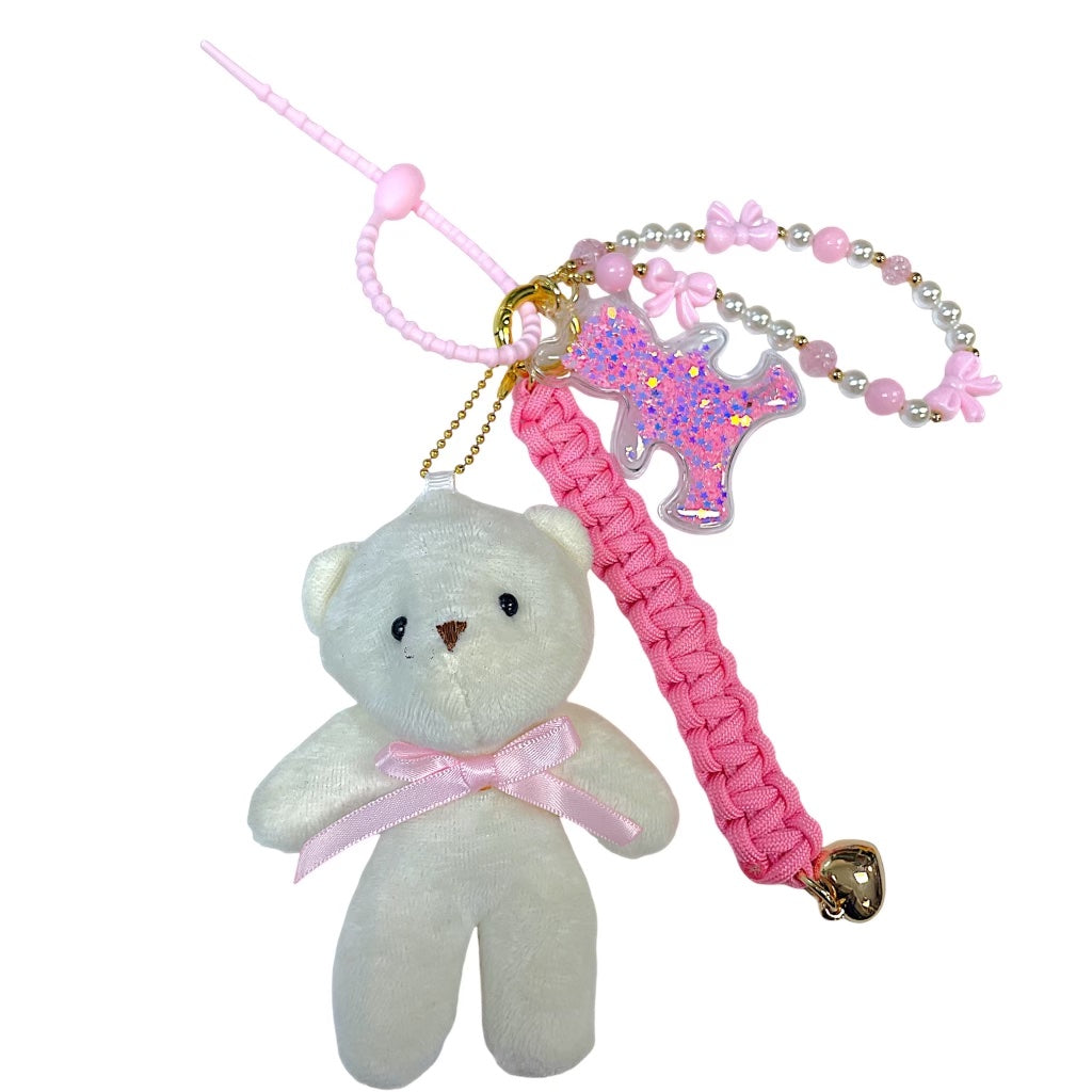 Plush Teddy Bear Beaded Bag Charms