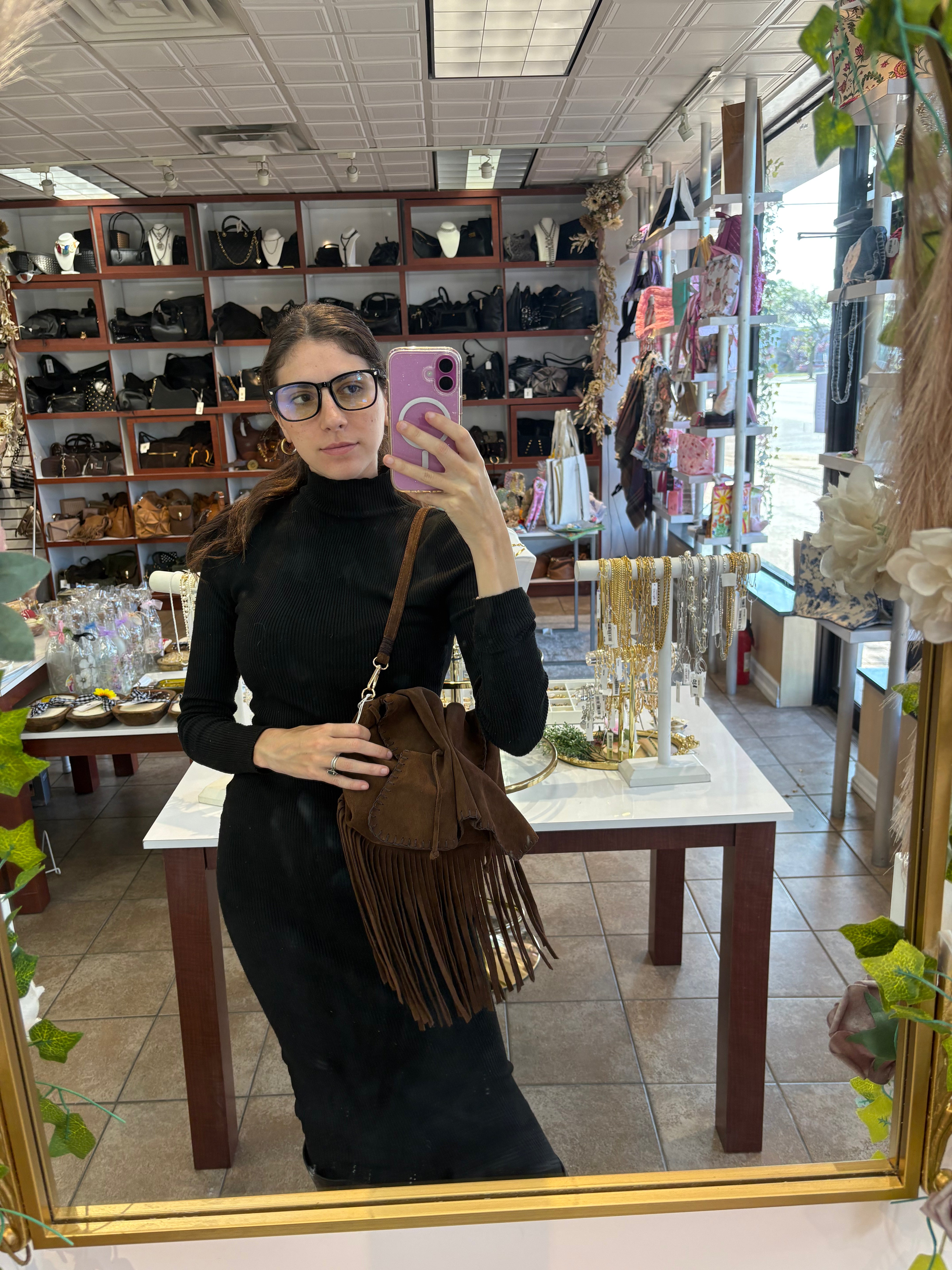 Medium Suede Fringe Butterfly Bag