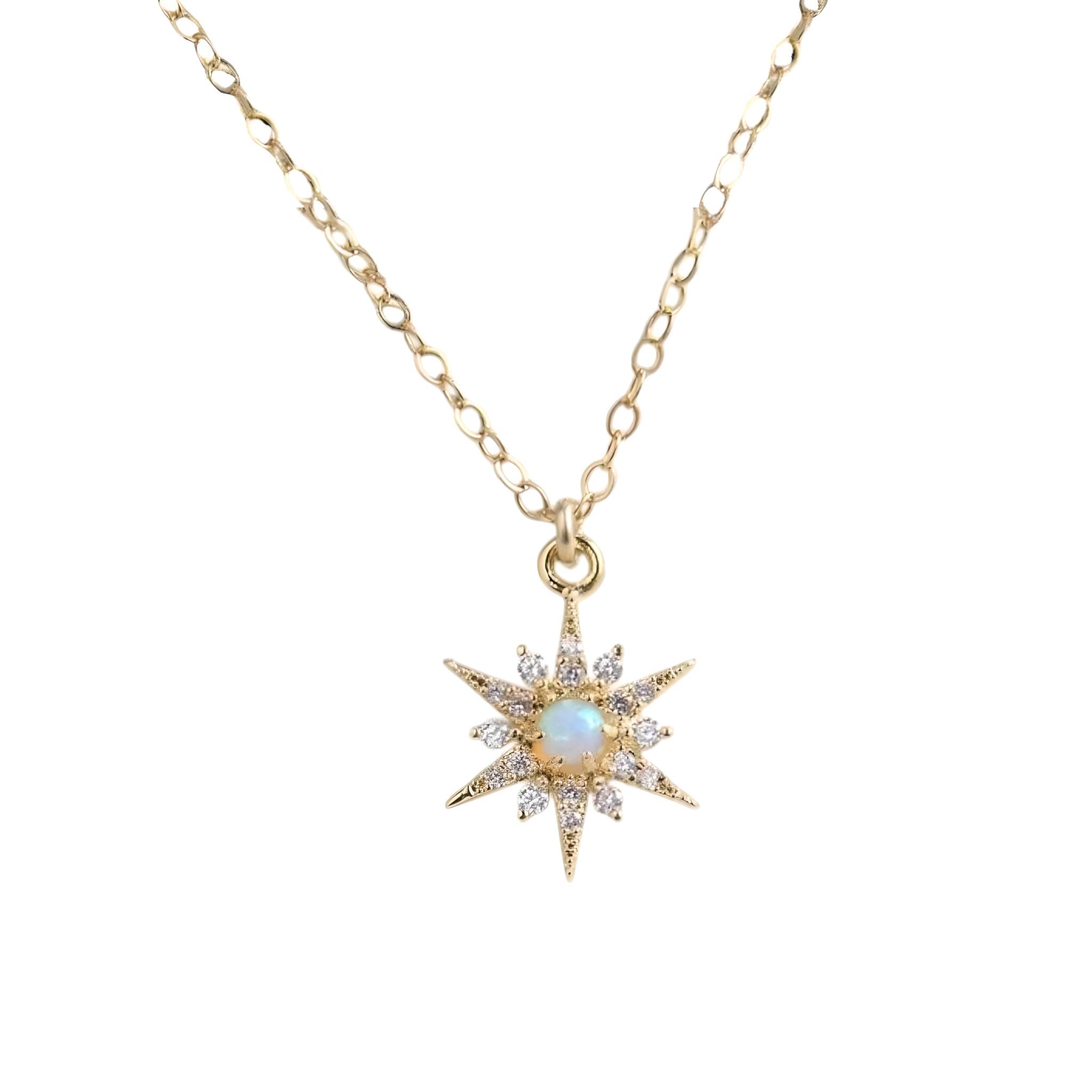 Celestial Opal Starburst CZ Necklace