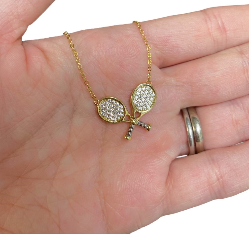 CZ Tennis Racket Necklace