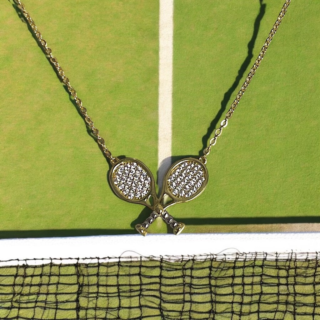 CZ Tennis Racket Necklace