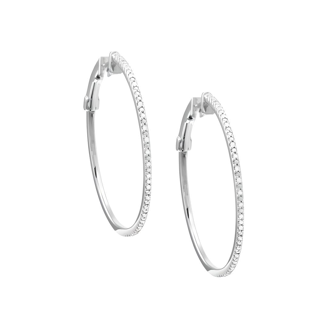 Large CZ Sterling Silver Hoops