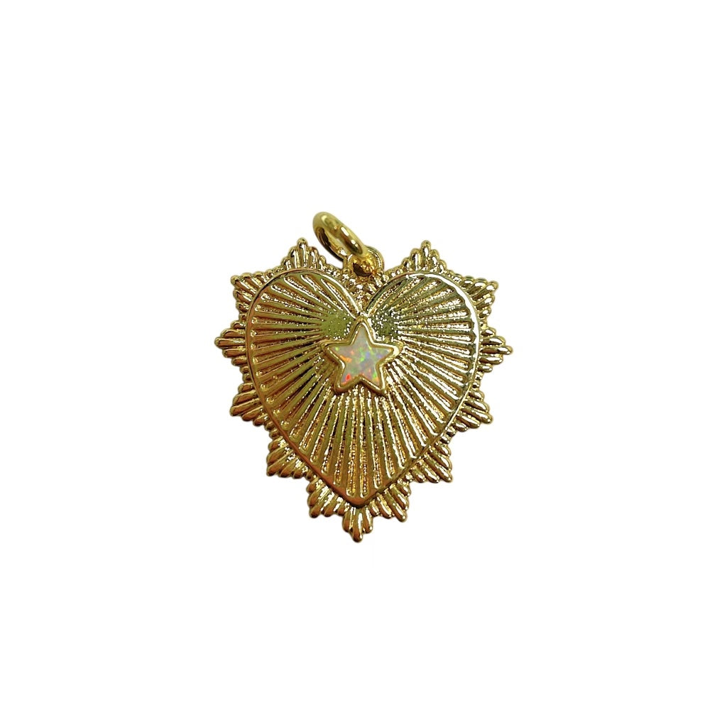 Stacy Gold Fan Heart with Star Charm