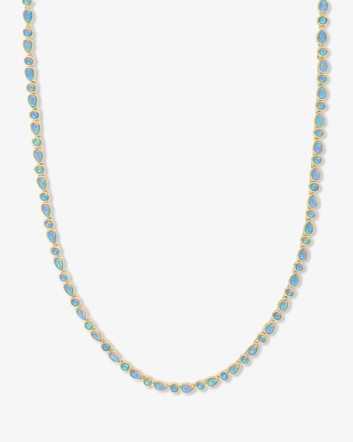 Isla Tennis Necklace Gold|Blue Opal - 16" L