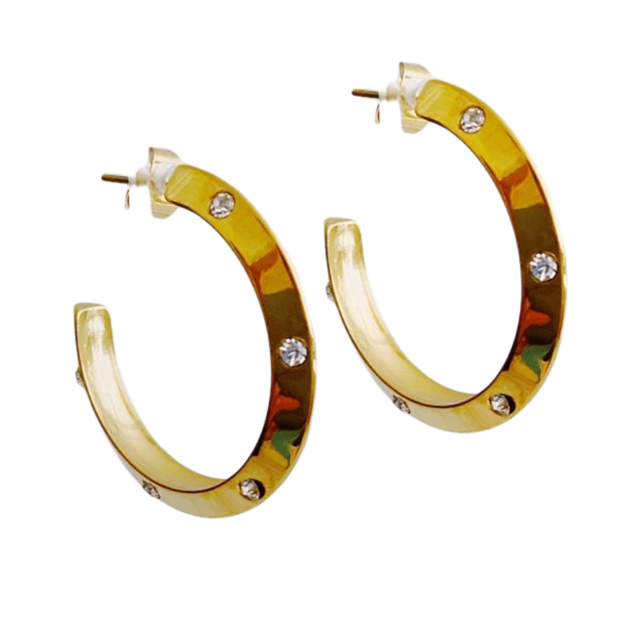 Jewel Studded Dimensional Hoop Earrings