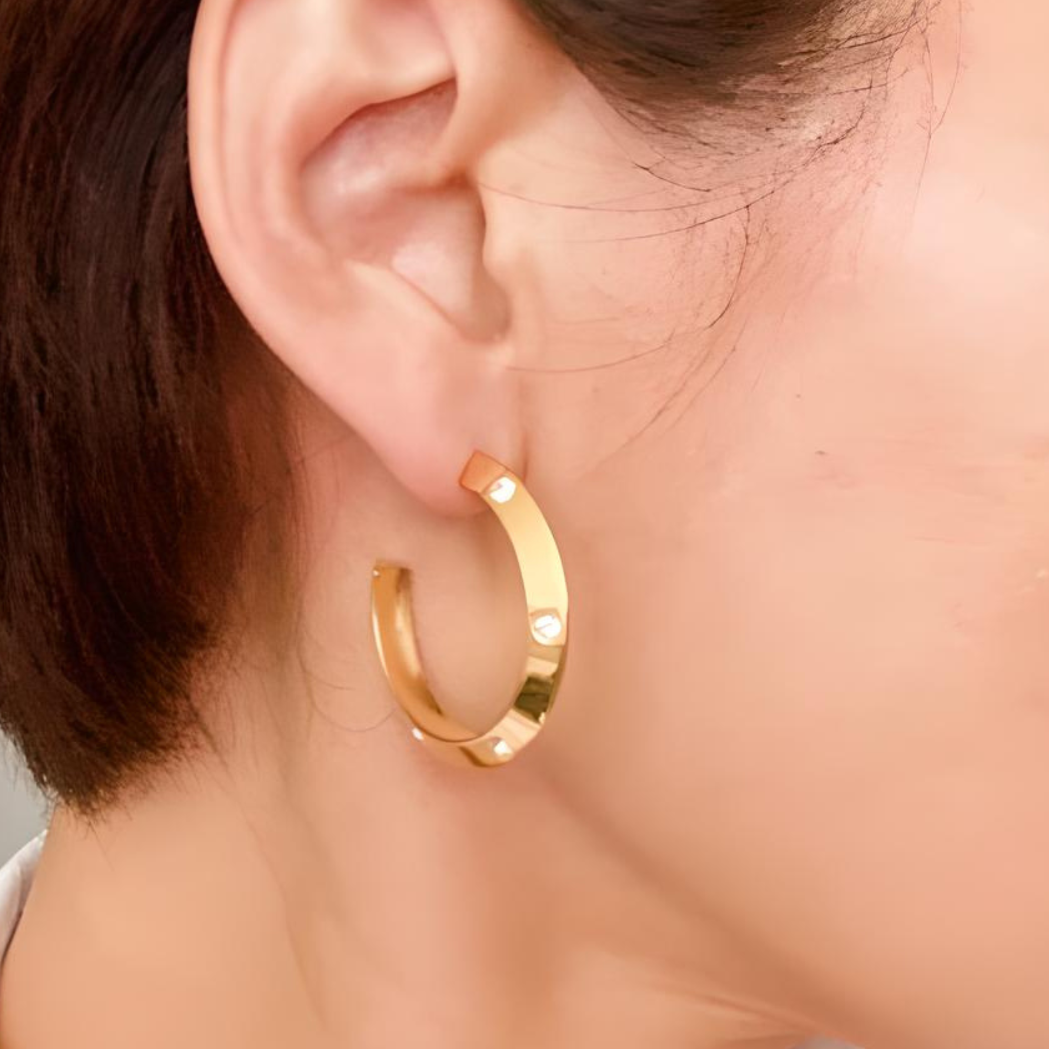 Jewel Studded Dimensional Hoop Earrings