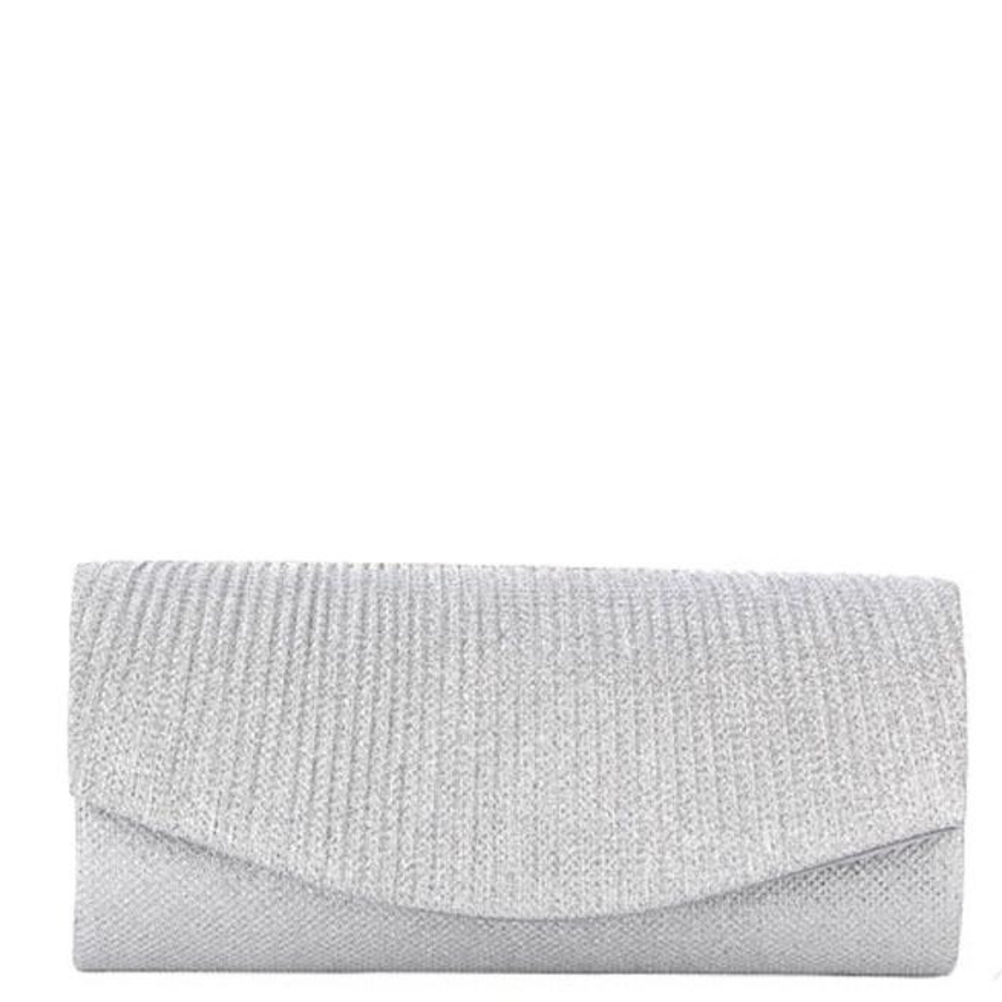 Rectangle Shape Shimmer Creased Evening Clutch Bag