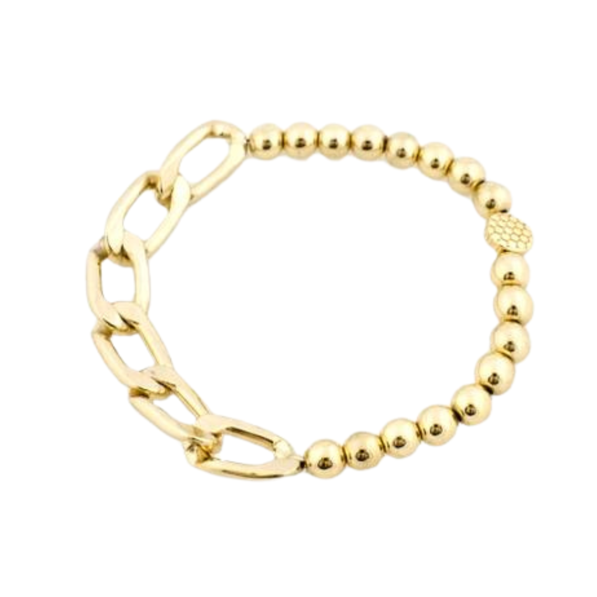 Large Curb Chain Link and 6mm Ball Bracelet