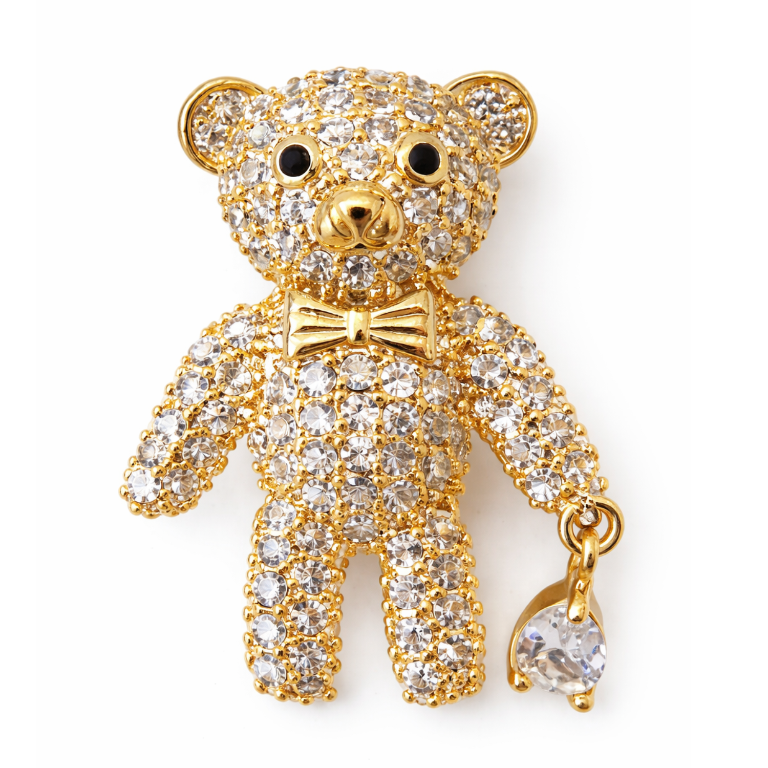 Luxe Crystal Teddy Brooch by Private Label featuring sparkling crystal details on a cute teddy bear-shaped pin.
