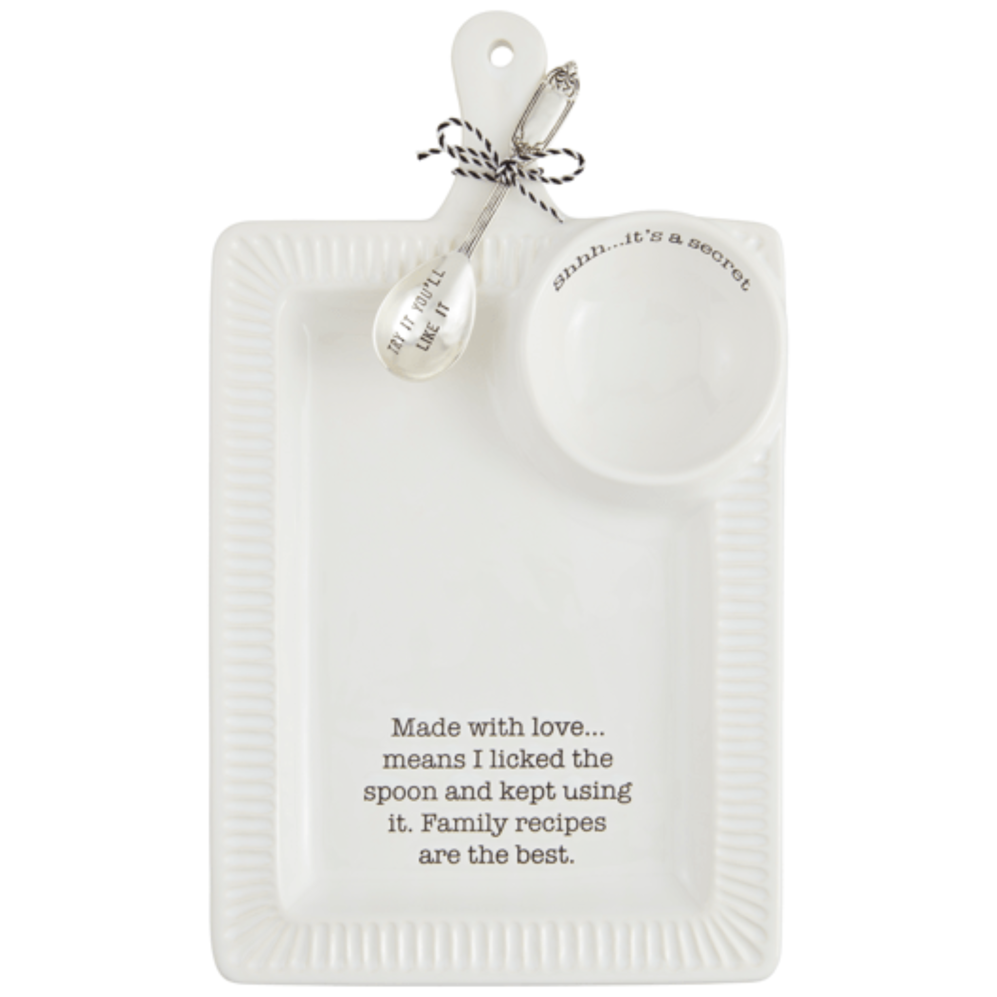 Mud Pie family recipe chip and dip giftware set with ceramic serving dish and matching dip bowl, perfect for entertaining.