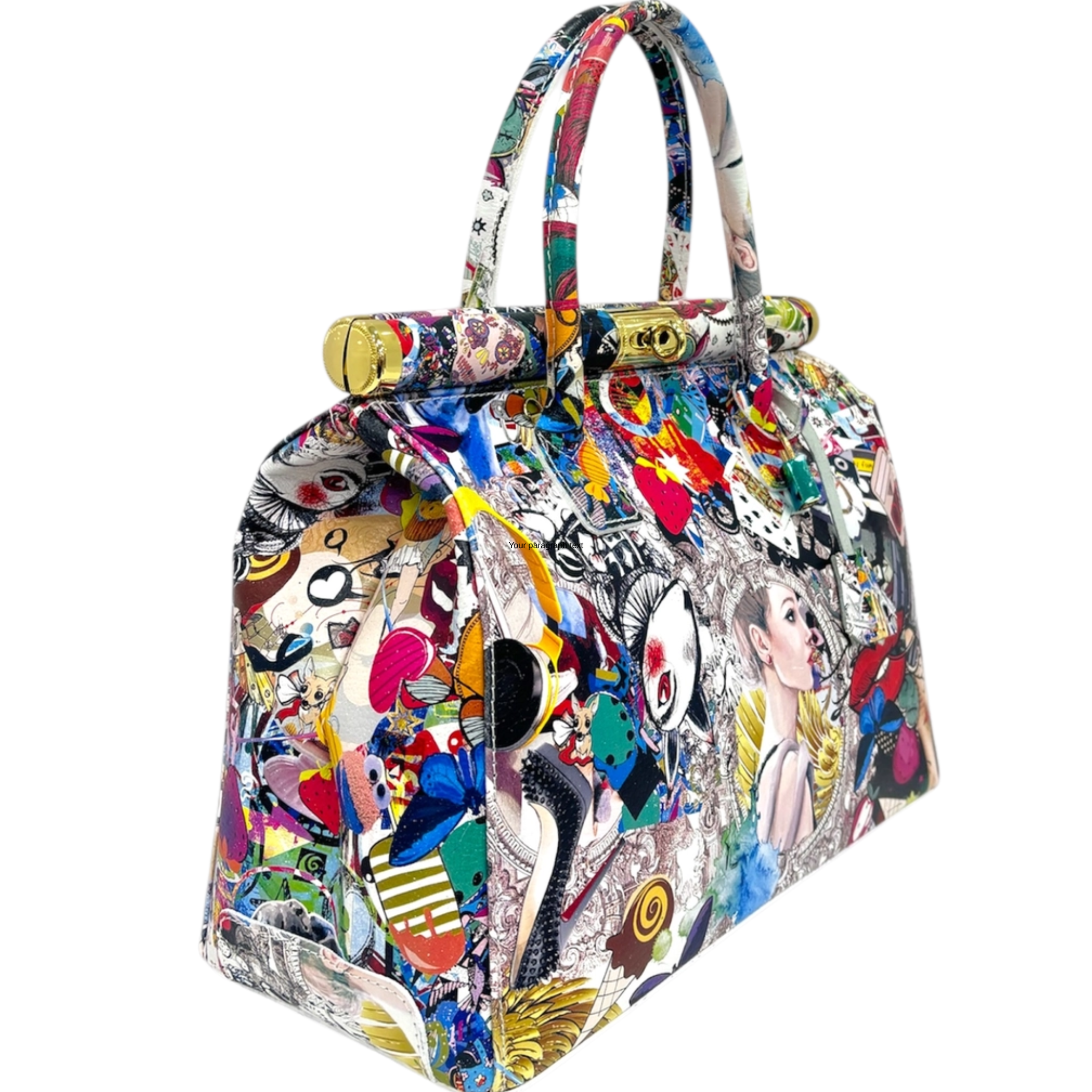 Genuine Italian leather bag with shoulder strap and decorative designs, stylish and durable leather accessory from Private Label.