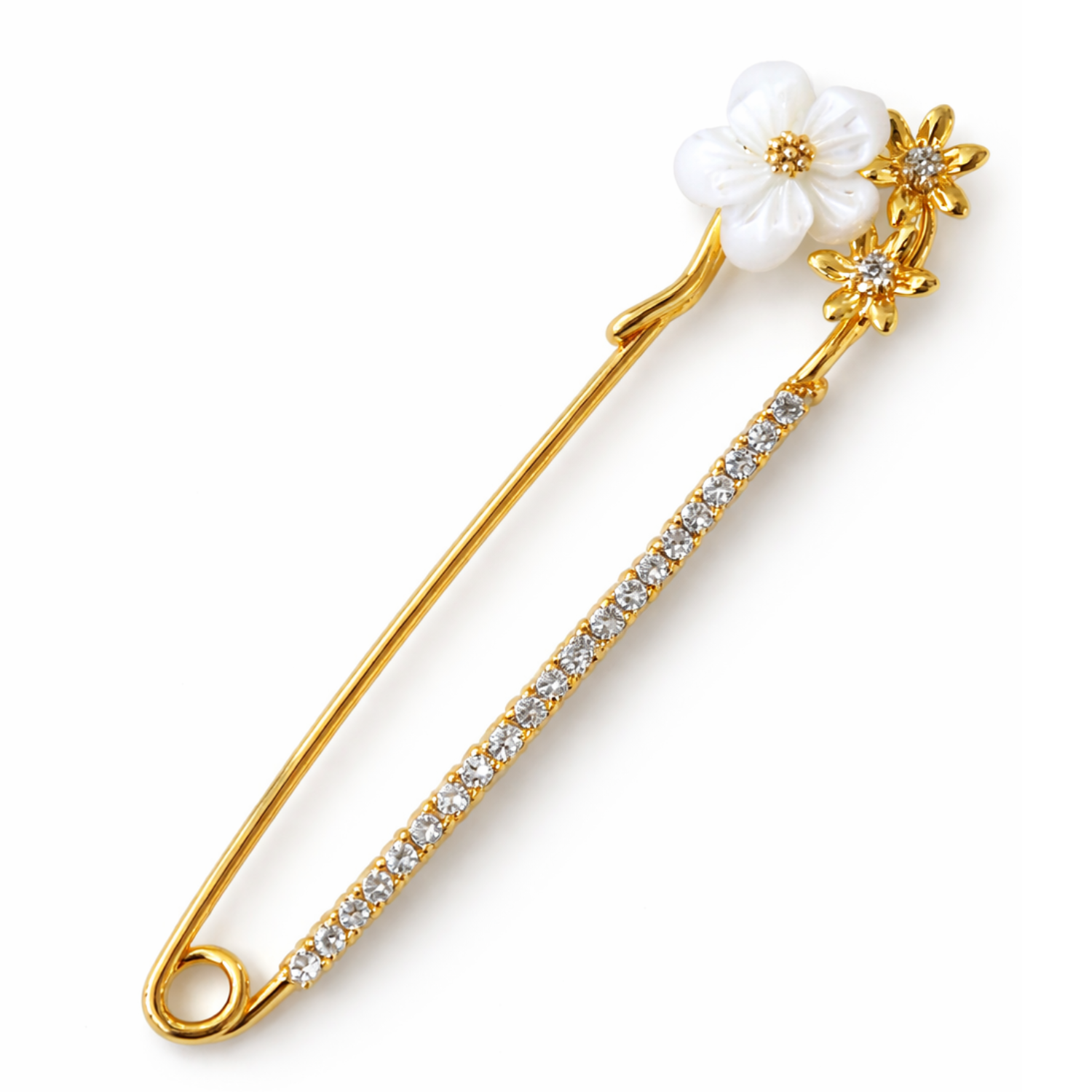 Elegant crystal bloom pin brooch with colorful flower design, crafted by Private Label, perfect for accessorizing clothing or bags.