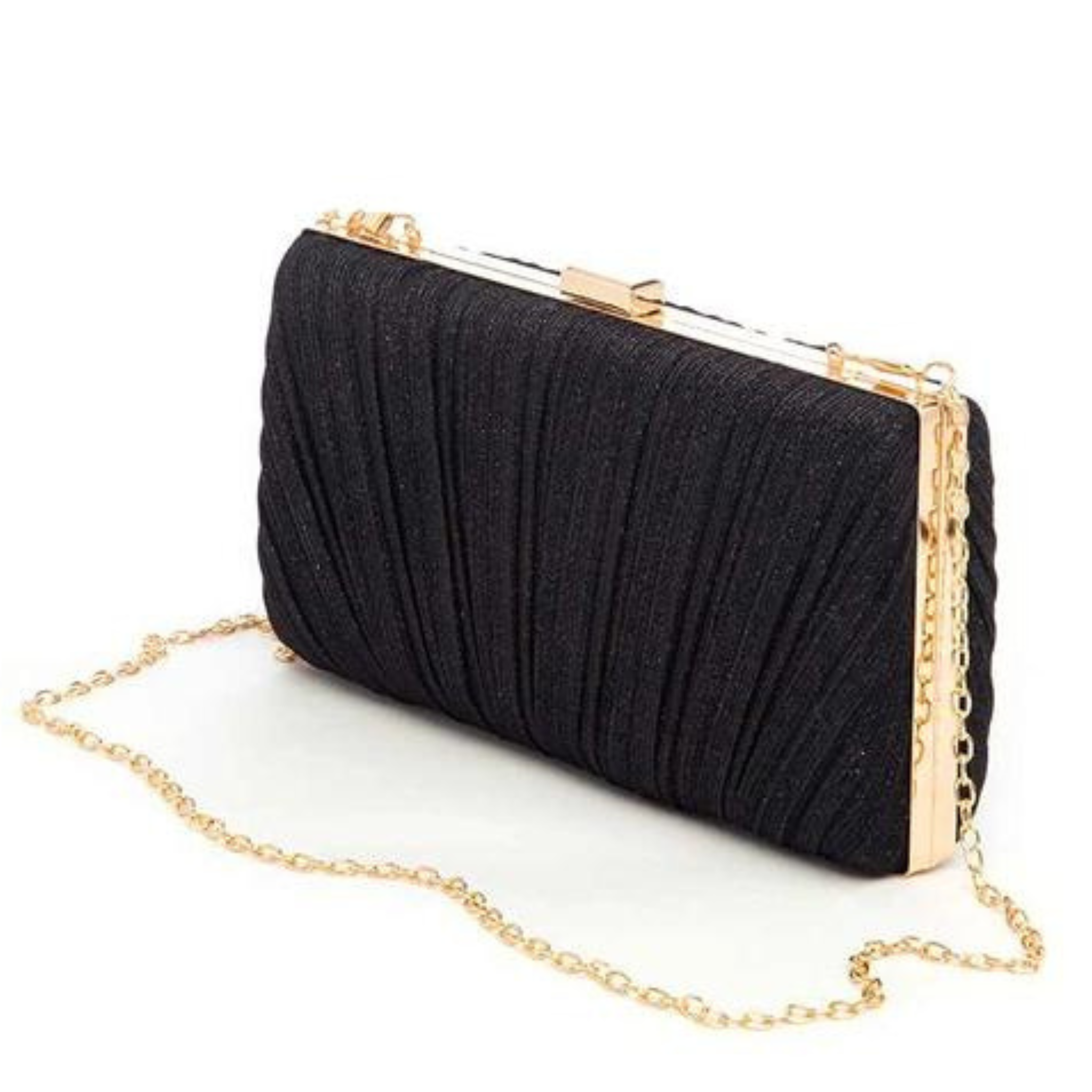 Metallic Pleated Party Box Clutch