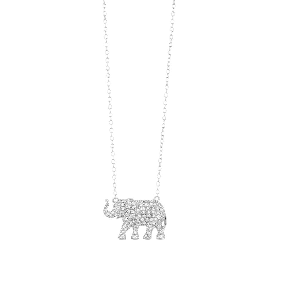 Trunk up elephant pendant necklace