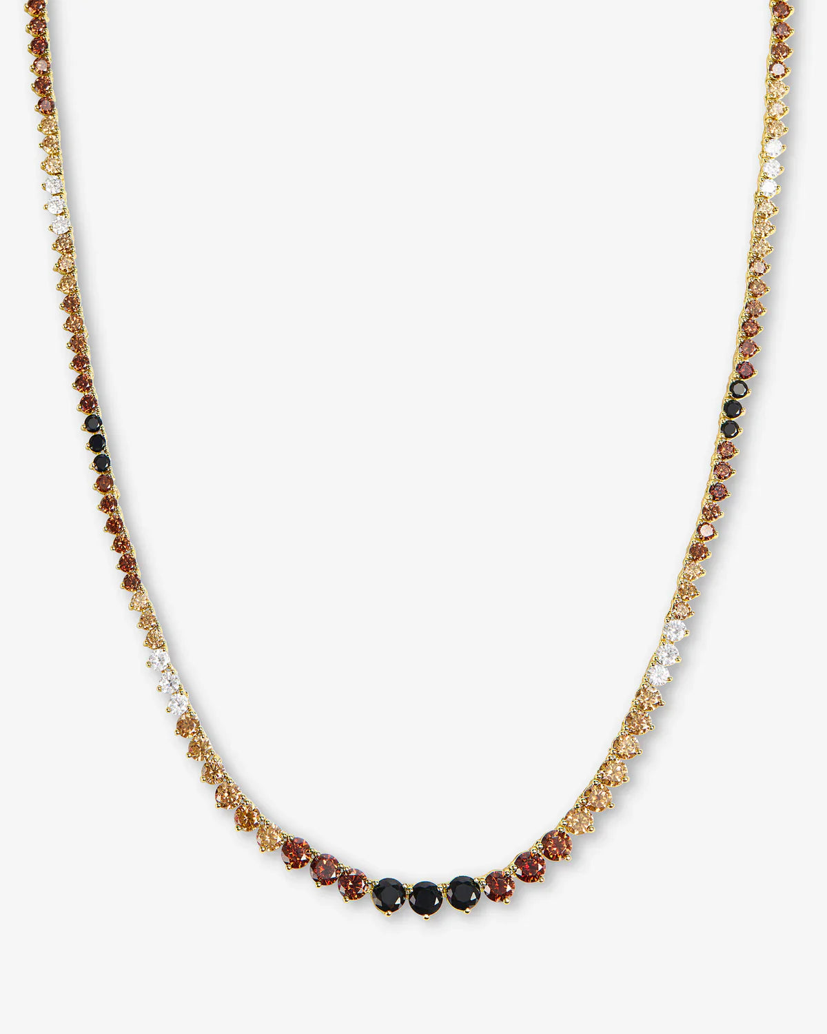 Not Your Basic Graduated Ombre Tennis Necklace 16" - Gold/ Black