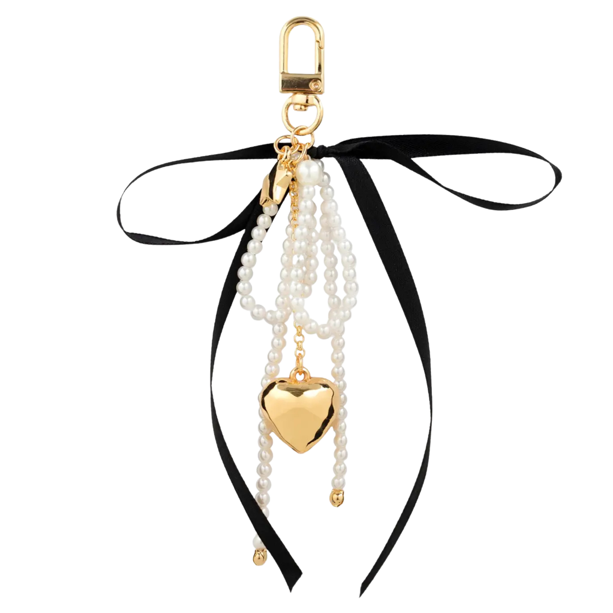 Pearl Bow, Fabric Bow Heart Bag Charm