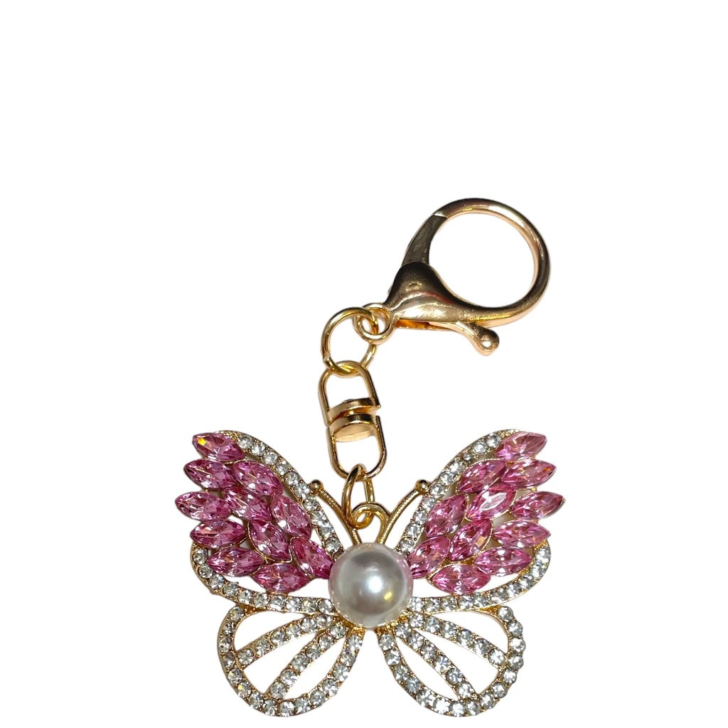 Butterfly Crystal & Pearl Keychain / Bag Charm