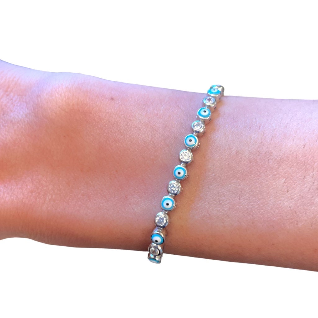 Evil Eye & Pave Tennis Bracelet