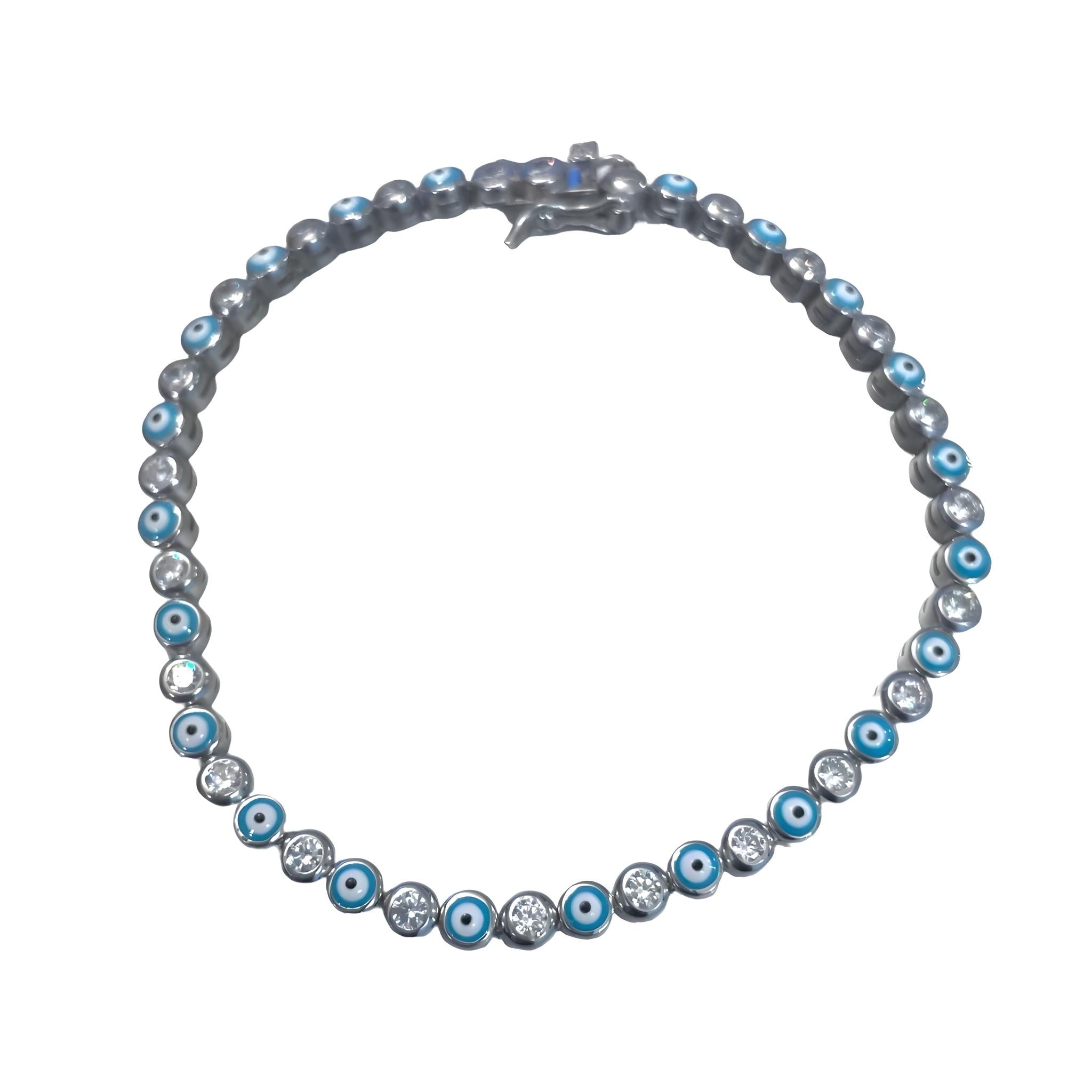 Evil Eye & Pave Tennis Bracelet