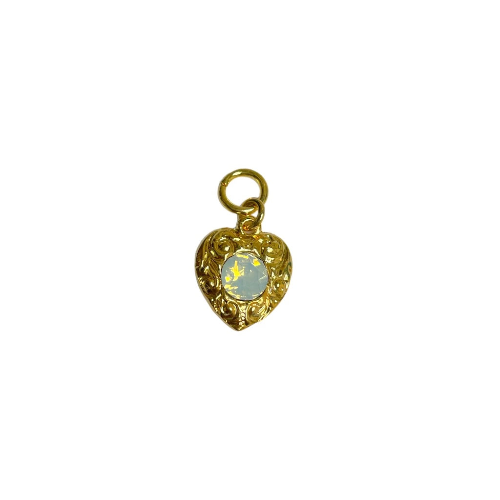 Fairytale Vintage Crystal Heart Earring / Necklace Charm