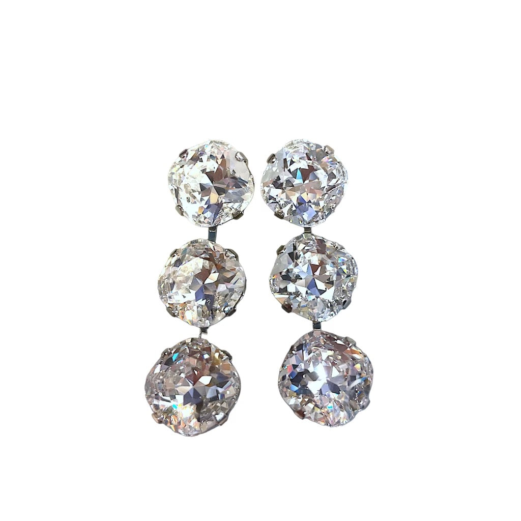 Teardrop 3 Tier Crystal Earring