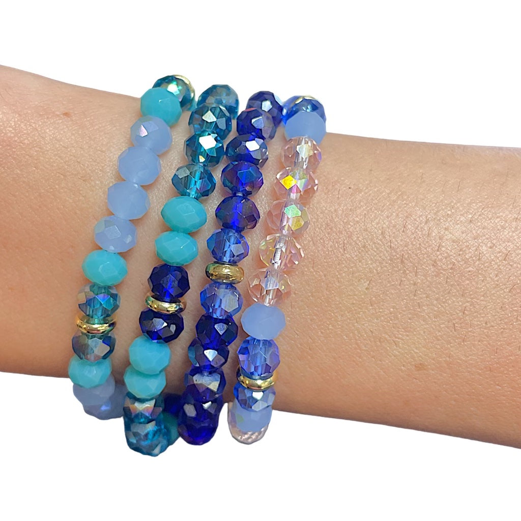 Blue Sky Crystal Stretch Bracelet