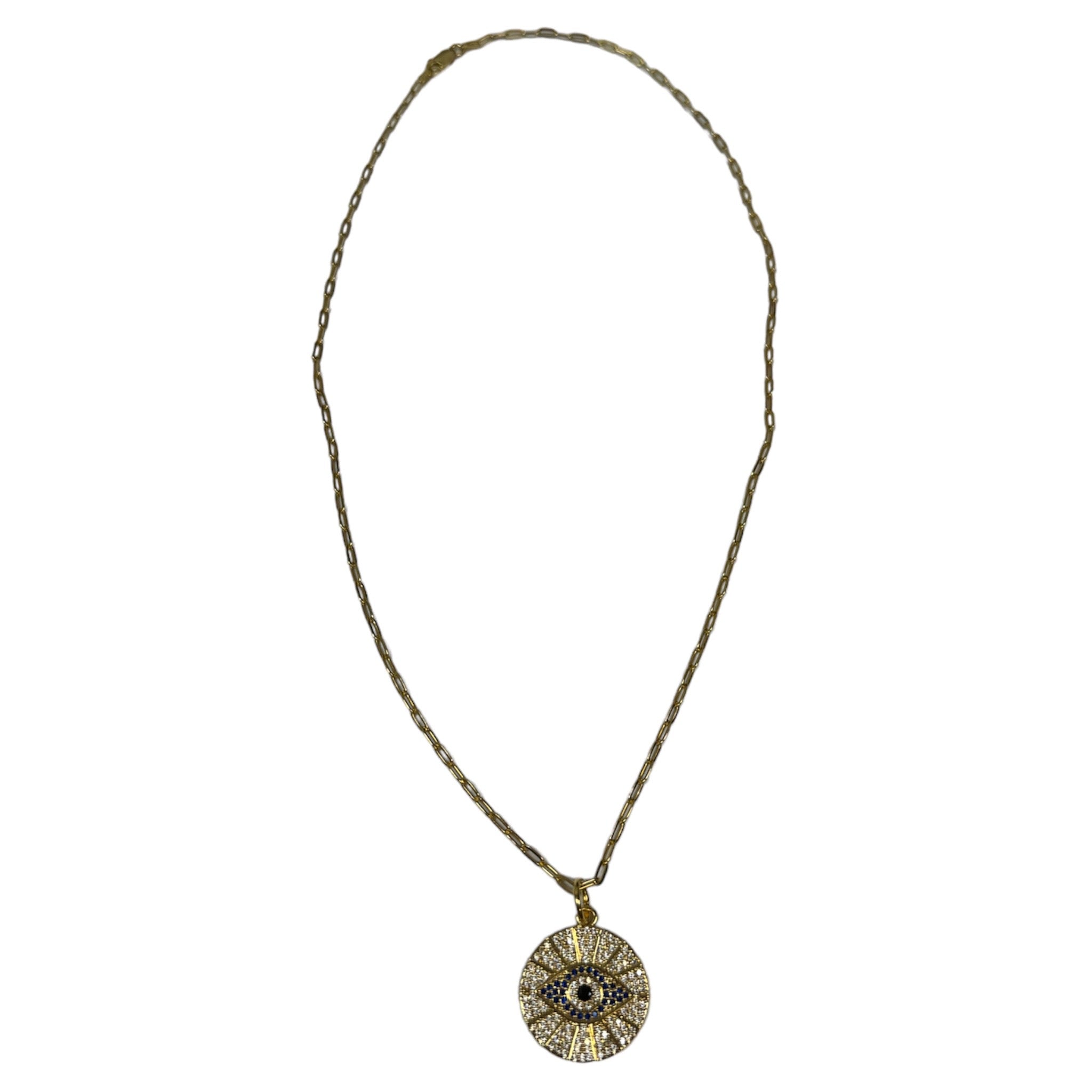 Evil Eye cz coin necklace