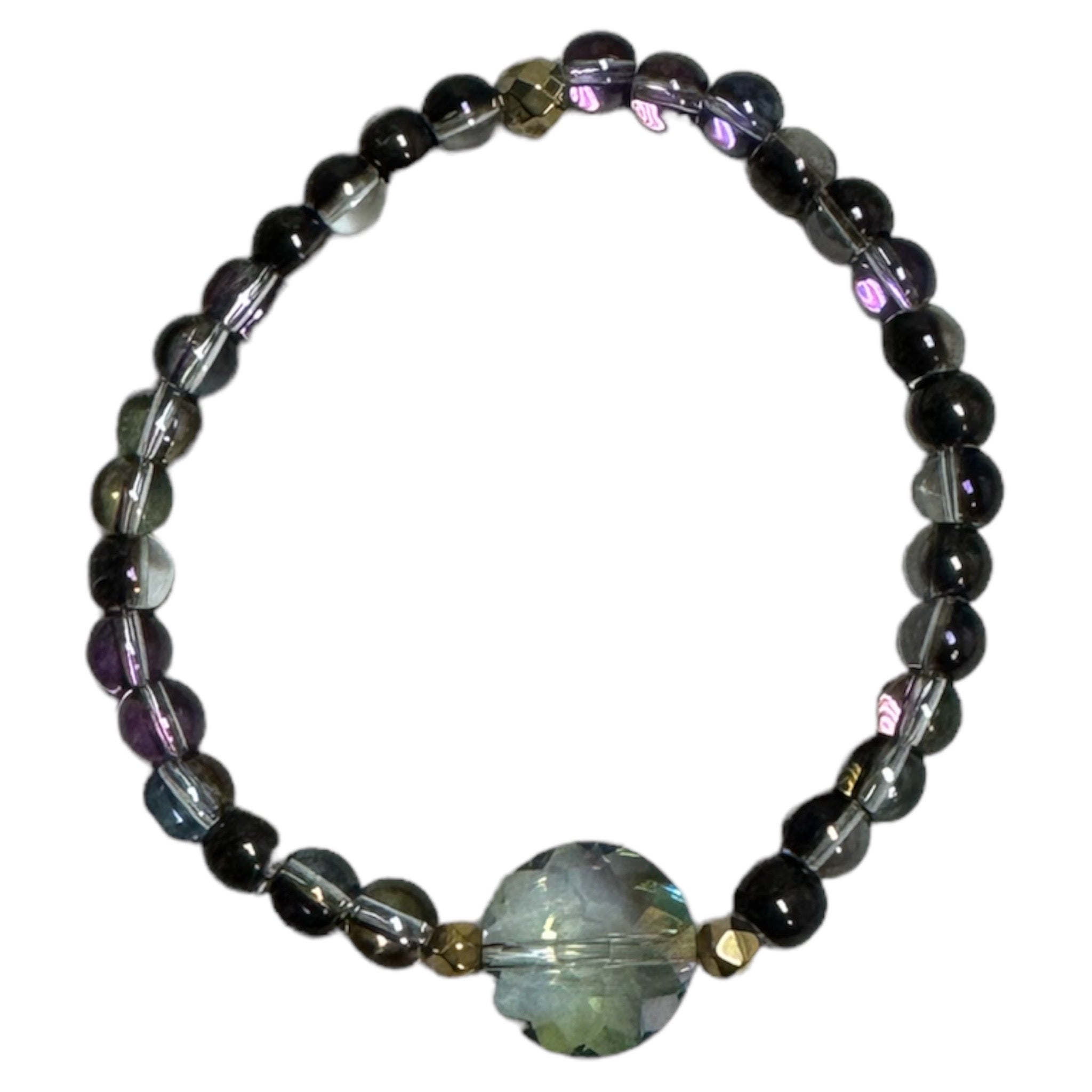 Purple Aurora Boreals and Crystal Bracelet