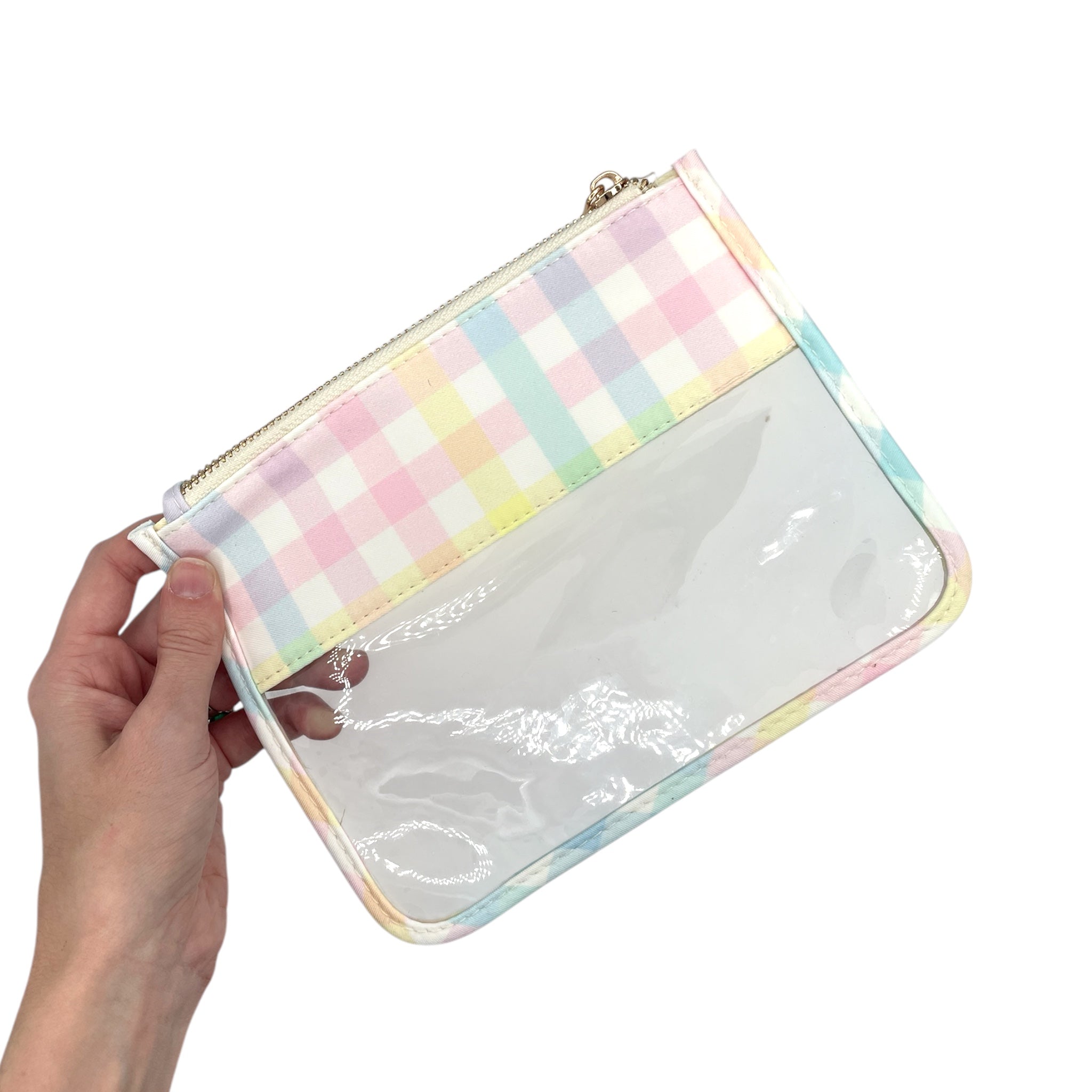 Pastel Plaid Clear Flat Cosmetic Pouches