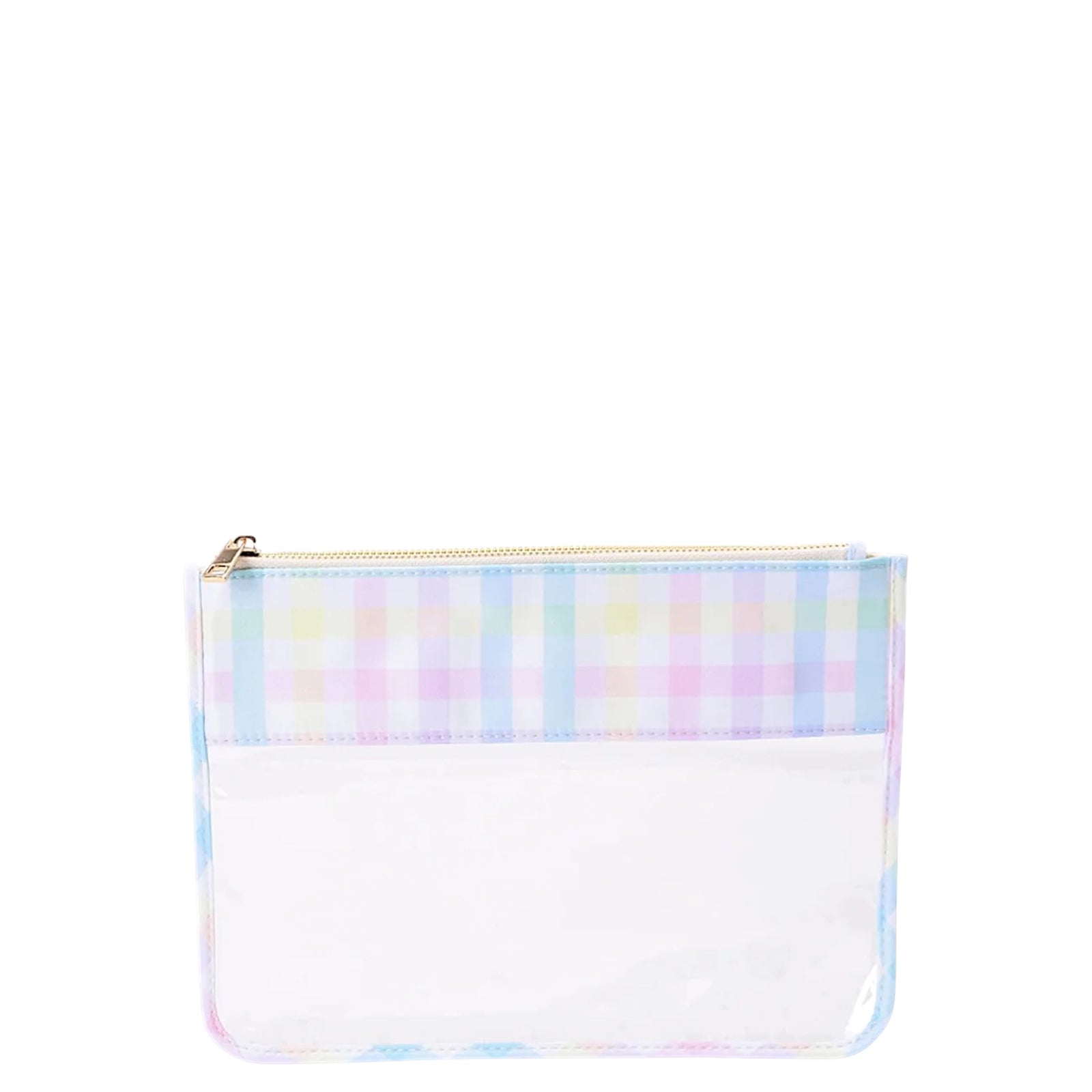 Pastel Plaid Clear Flat Cosmetic Pouches