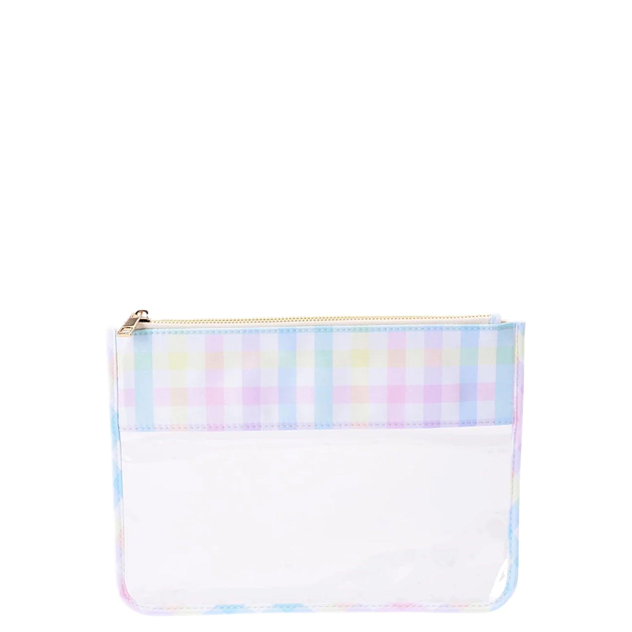 Pastel Plaid Clear Flat Cosmetic Pouches