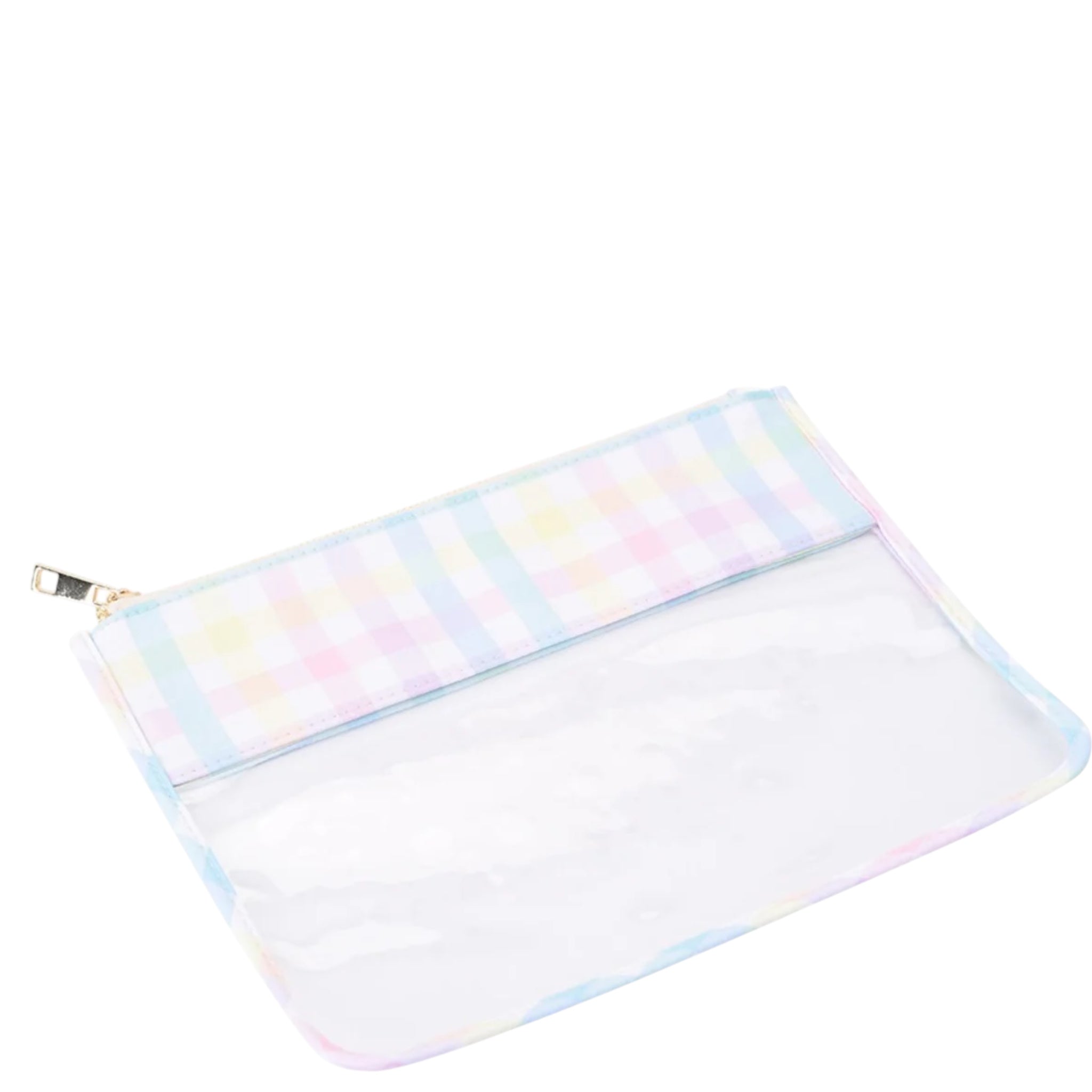 Pastel Plaid Clear Flat Cosmetic Pouches