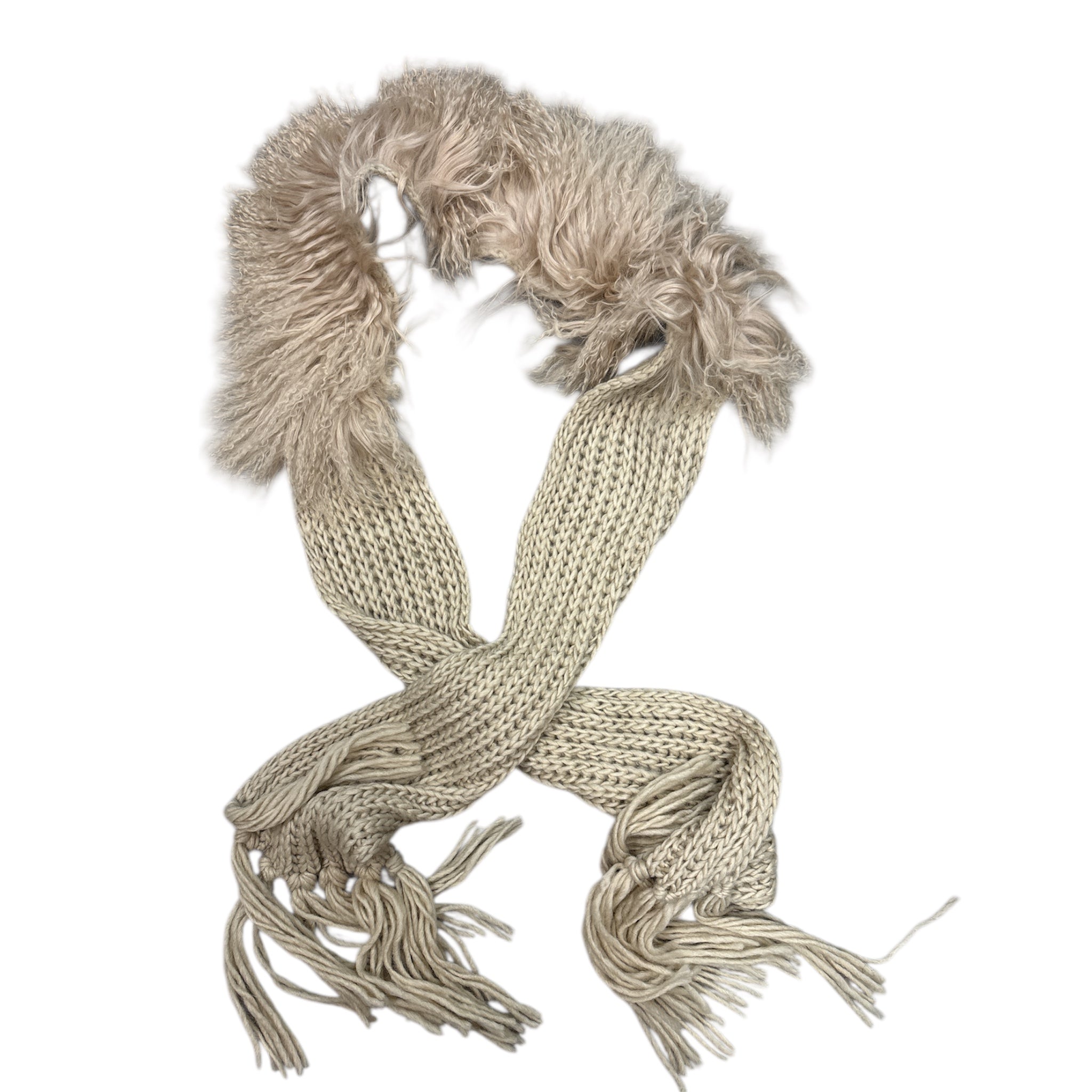 Fur Trim Knitted Scarf